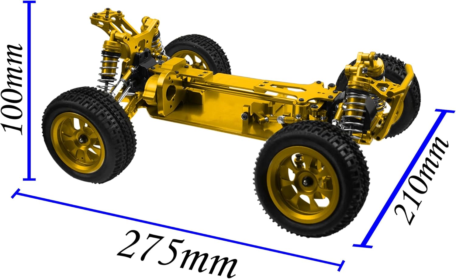 ShareGoo Metal RC Body Chassis Frame 1/14 4WD Frame Kit Compatible with WLtoys 1/14 144010 144001 144002 RC Car Upgrade Parts (Gold)