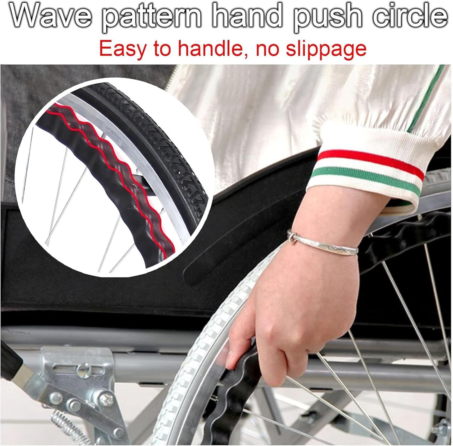 Wheelchair Caster Wheels Set of 2 24 Inch, Wheelchair Rear Wheel with Bearings and Handrim, Aluminum Alloy Spoke Hub Wheelchair Replacement Wheels (Color : Gray)