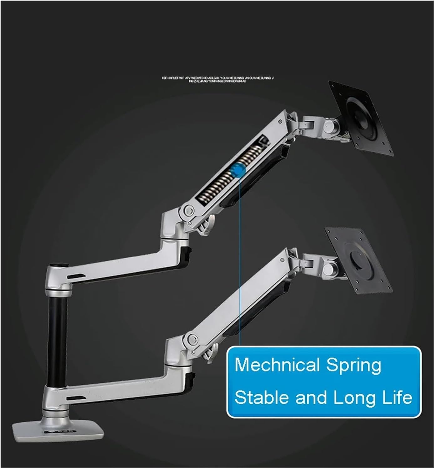 XSJ8012-2S Full Motion 17-32 Inch Dual Monitor Stand Mounted Mechanical Spring Arm Aluminum Monitor Stand Each Arm Bears 10kg(Color:Dual arm Black)