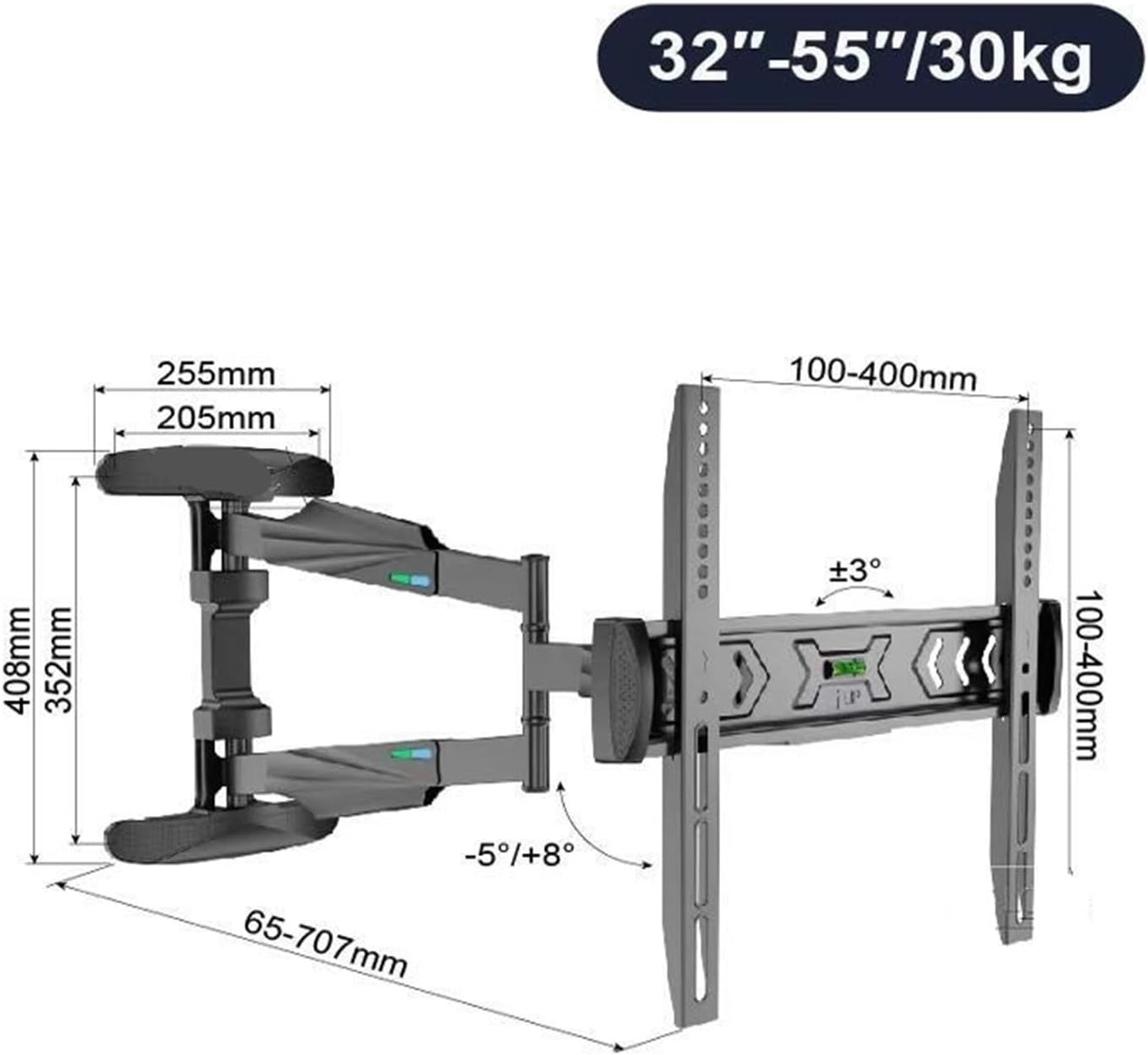 TV Hanger Telescopic Rotation 90 Degrees 43 47 50 55 inch Wall Mount Bracket