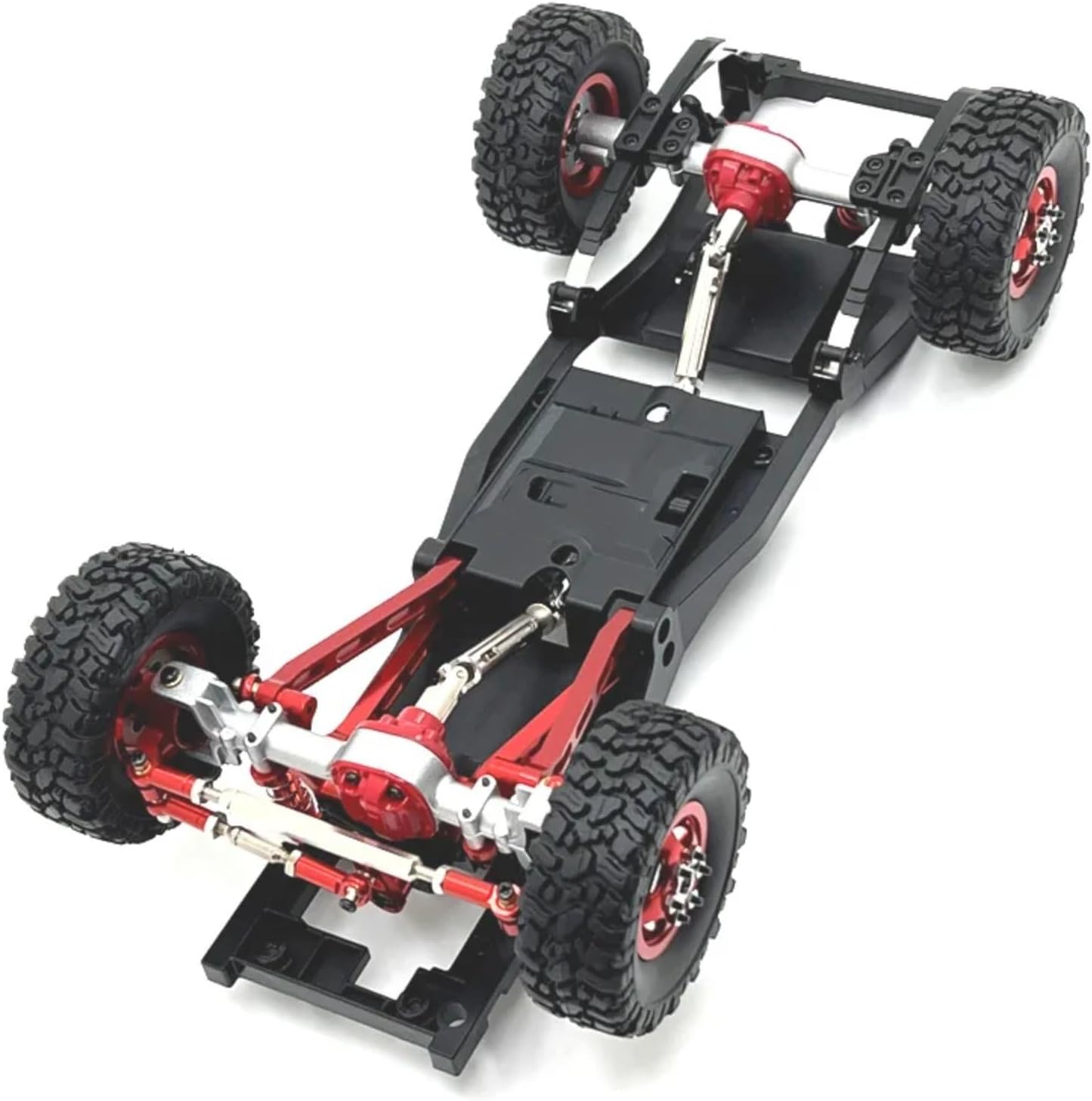 RC Upgrade Parts for MN82 LC79 MN78 1/12 RC Car Upgrade Parts Metal Front and Rear Axle for Chassis Link Rod Pull Rod Mount Shock Absorber Tire Set(Red)