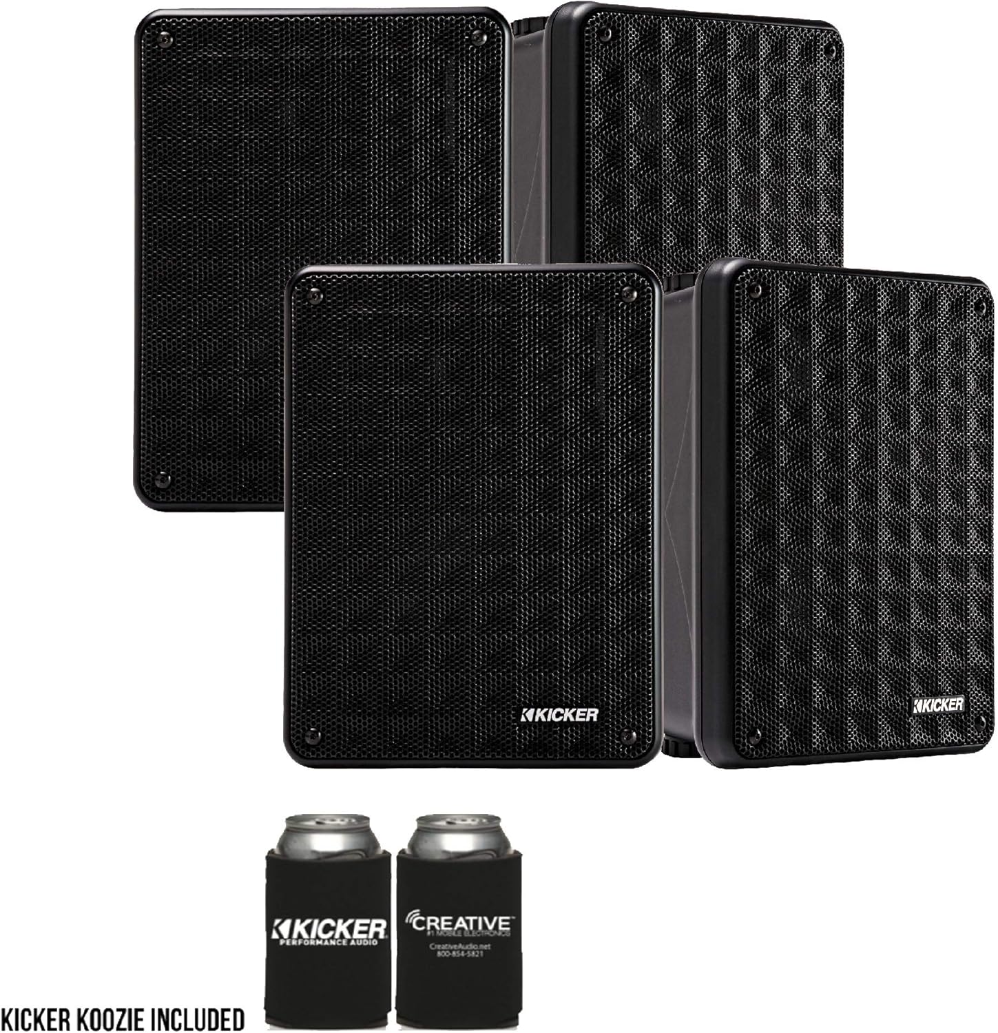 KICKER KB6 Indoor Outdoor Patio Speaker Bundle in Black 4 Speakers Total