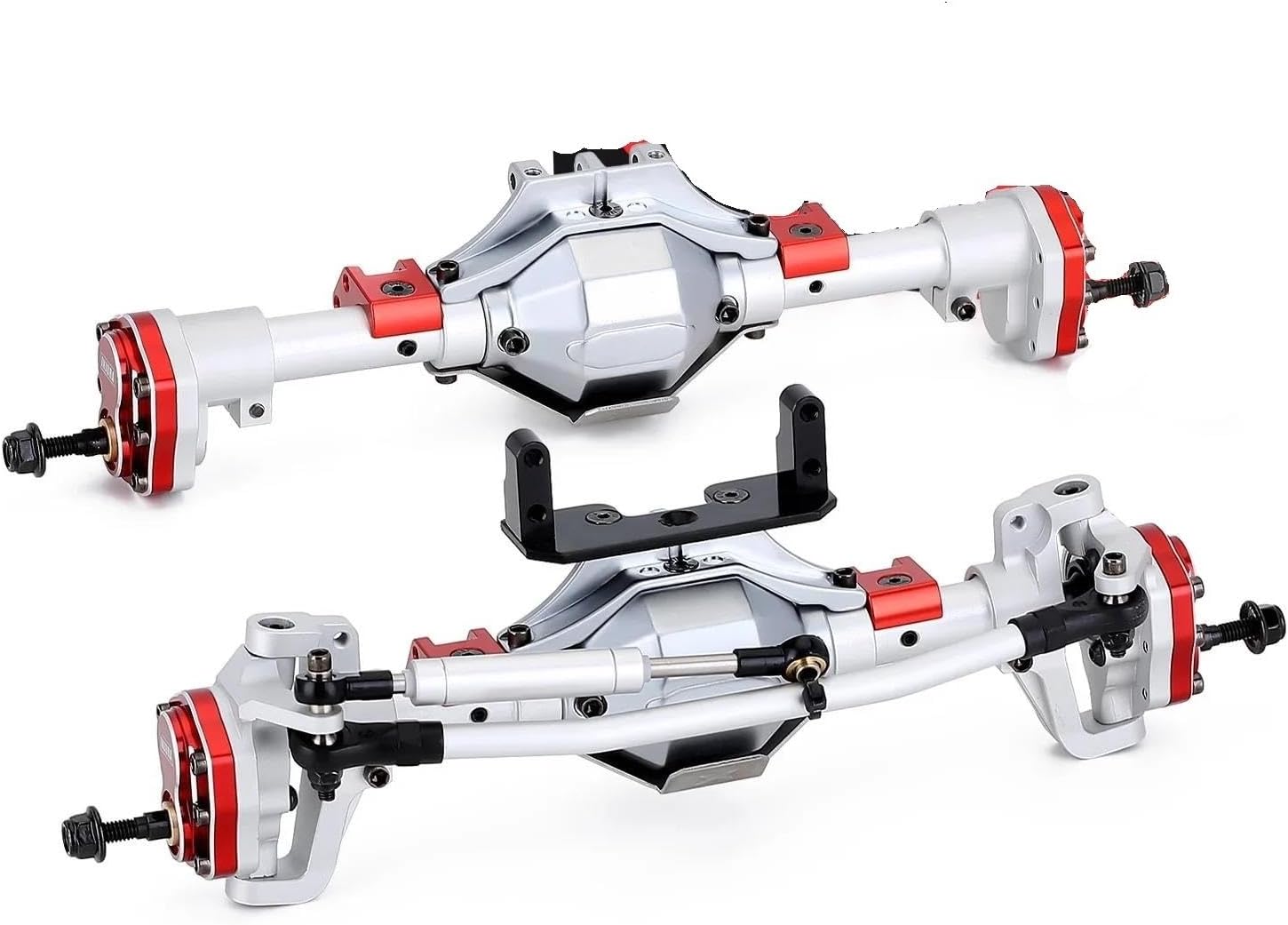 RC Vehicle Axles Compatible with Axial for SCX10 90046 90047 Metal Full Front Rear Portal Axle with Protector for 1:10 RC Crawler Car Upgrade Parts(Color2,1Set)