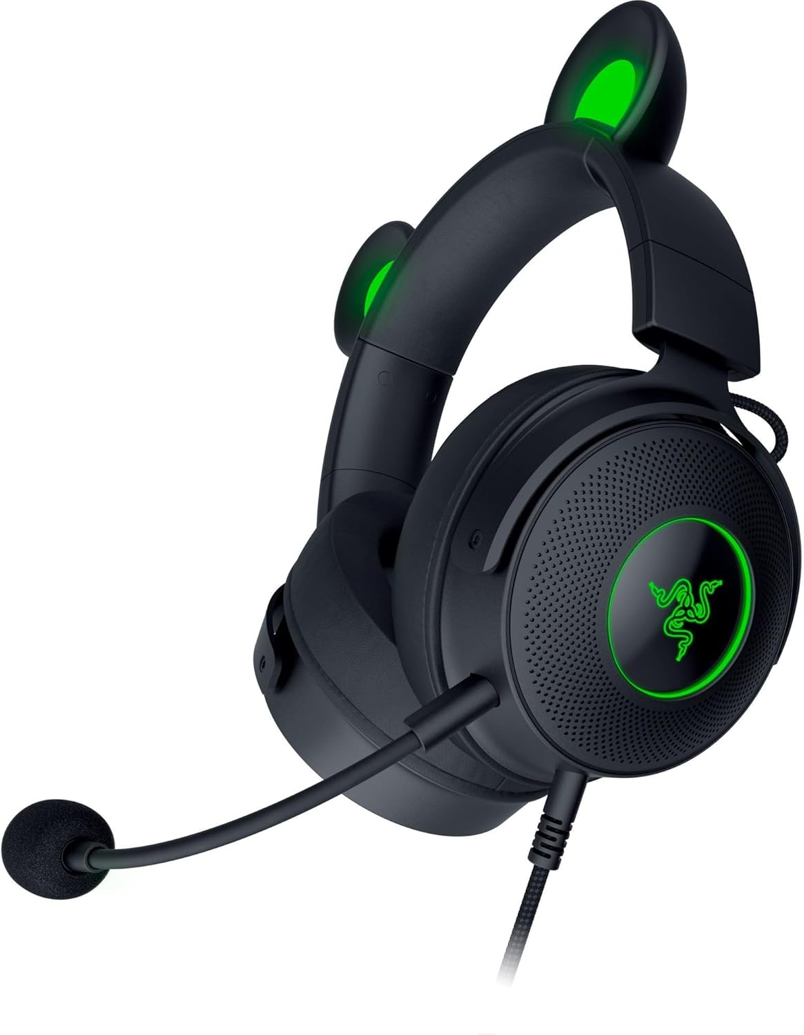 Razer Kraken Kitty Edition V2 Pro - Wired RGB Gaming Headset with Interchangeable Ears (Interchangeable Ears, Streaming Responsive Lighting, 50 mm Titanium Speakers) Black