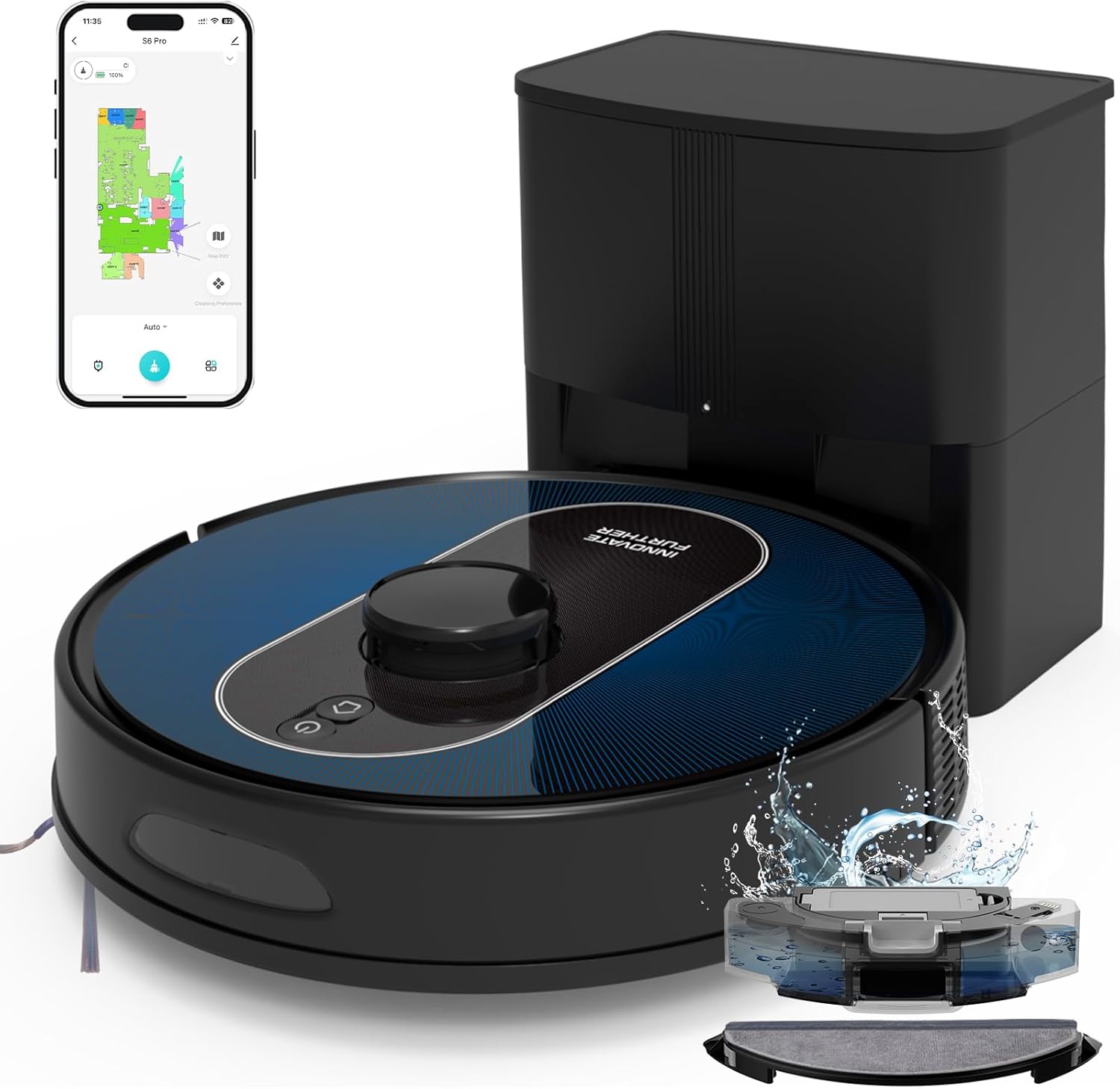 Robot Vacuum and Mop Self-Emptying: 5000Pa Robotic Vacuum 5-In-1 LiDAR Navigation, Real-Time Mapping/No-Go Zones for 90 Days Hands-Free Cleaning, Alexa/APP Robot Vacuum Cleaner for Hard Floor & Carpet