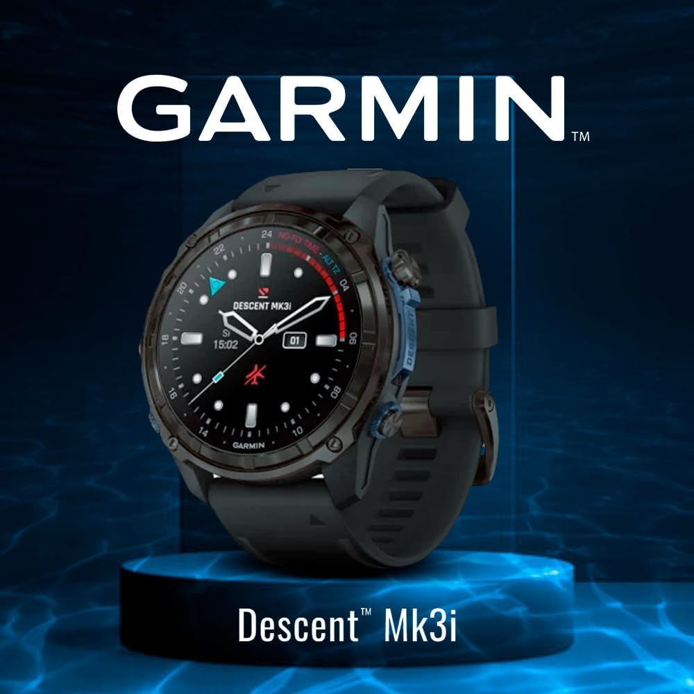 Garmin Descent Mk3i Watch-Style 51mm Dive Computer (Carbon Gray, Black Band) Bundle Descent T2 Transceiver with Enhanced SubWave Sonar Technology (2 Items)