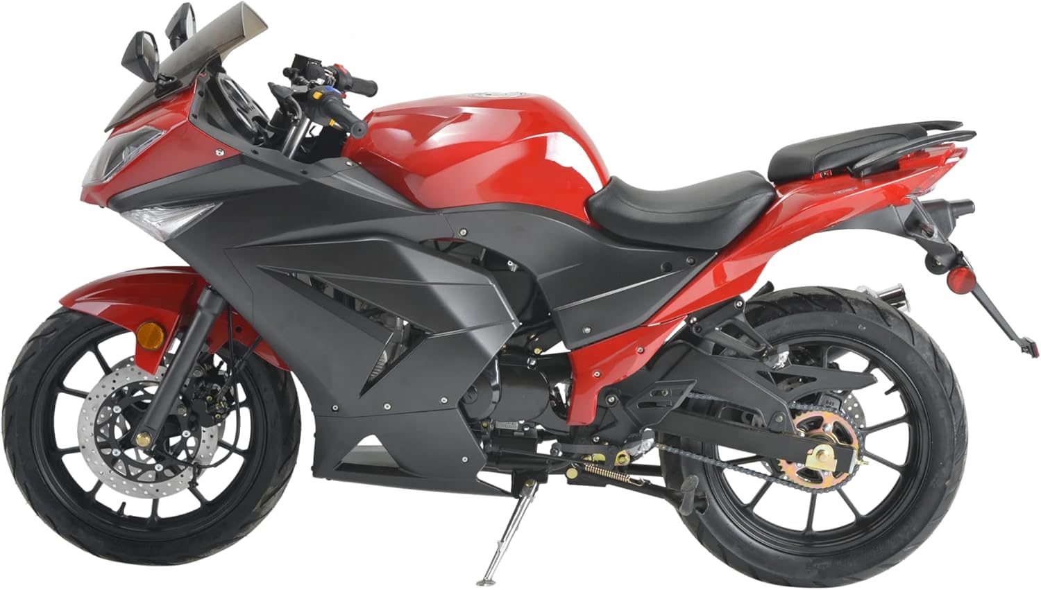 HHH 125cc Motorcycle with Manual Transmission Gas Street Bike by Boom BD125-11 for Adult Youth 125cc Scooter LED Lights and 17 inches Wheels (Red)