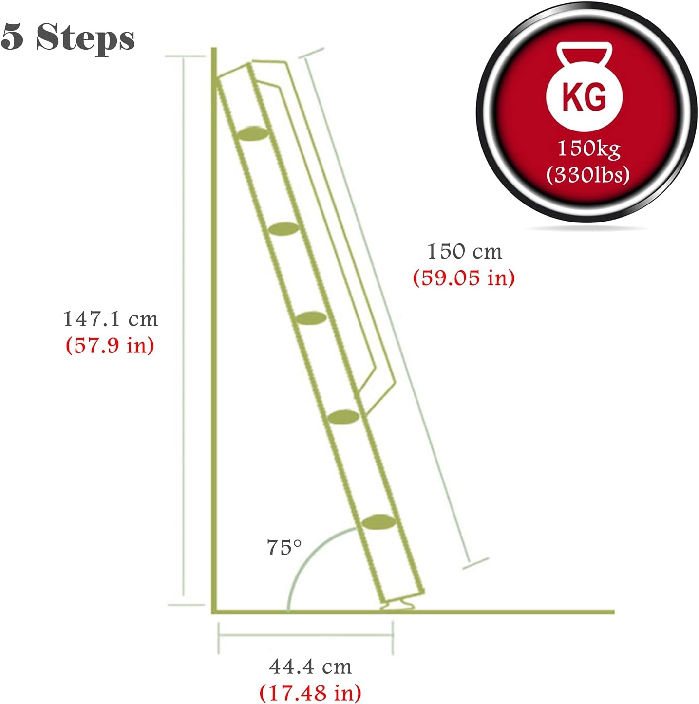 REMYS Bed Ladder Brown Wood RV Bunk Ladder, Non-Slip Bunk Bed Ladder with Widen Pedal/Handrail, Kids/Teens/Adults Bedroom, Space Saving, Load 150kg