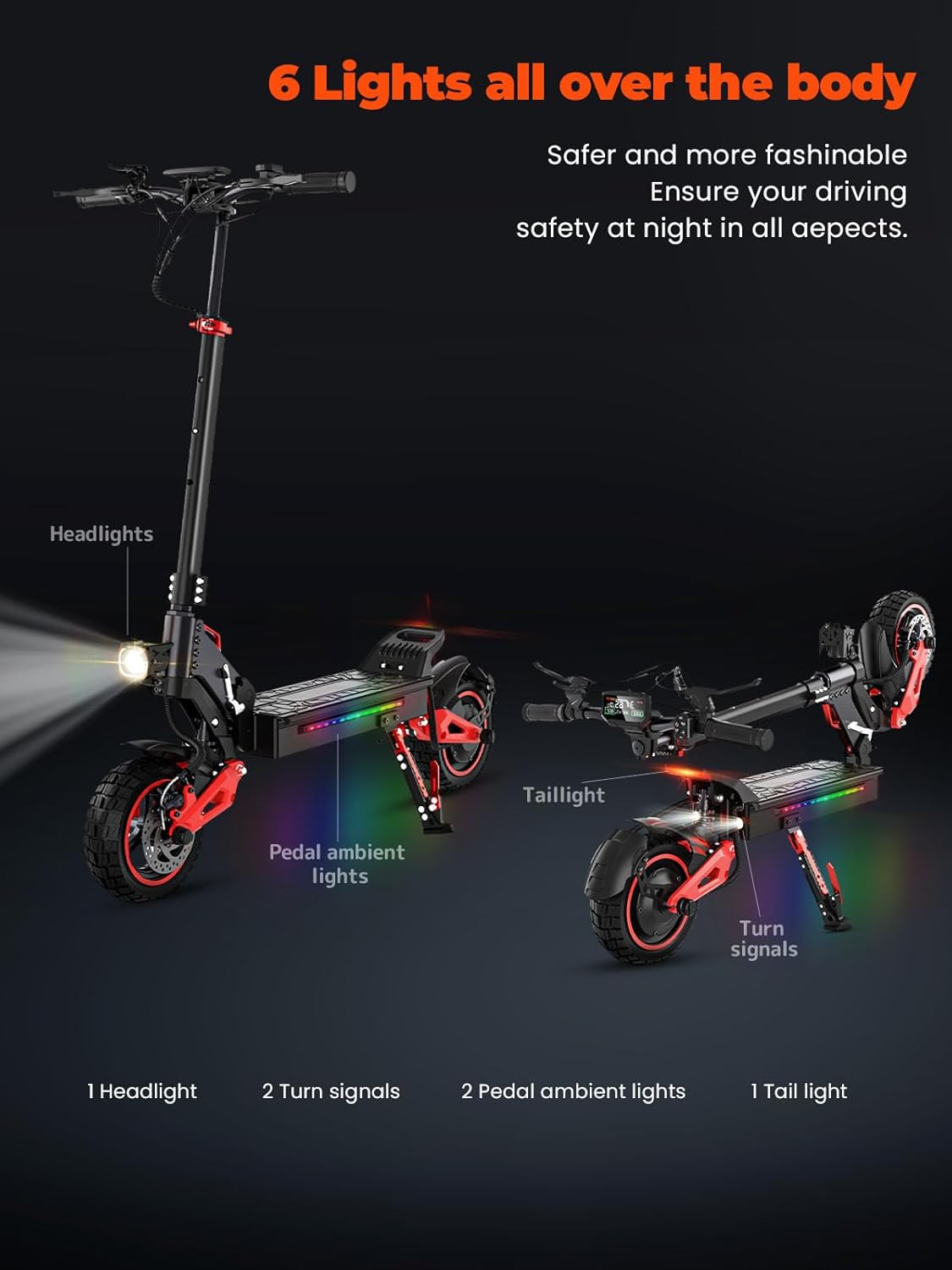 Offroad Electric Scooter Adults with Seat - 37-40 Miles Long Range Escooter,1200W Motor, 34MPH Fast Electric Scooters,48V 18/21AH Battery,11