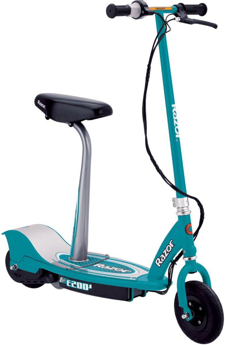 Razor E200S Electric Scooter Bundle with 80Six Kids Bike and Scooter Helmet, Surf Green Teal Fade, Small/Medium Ages 8+