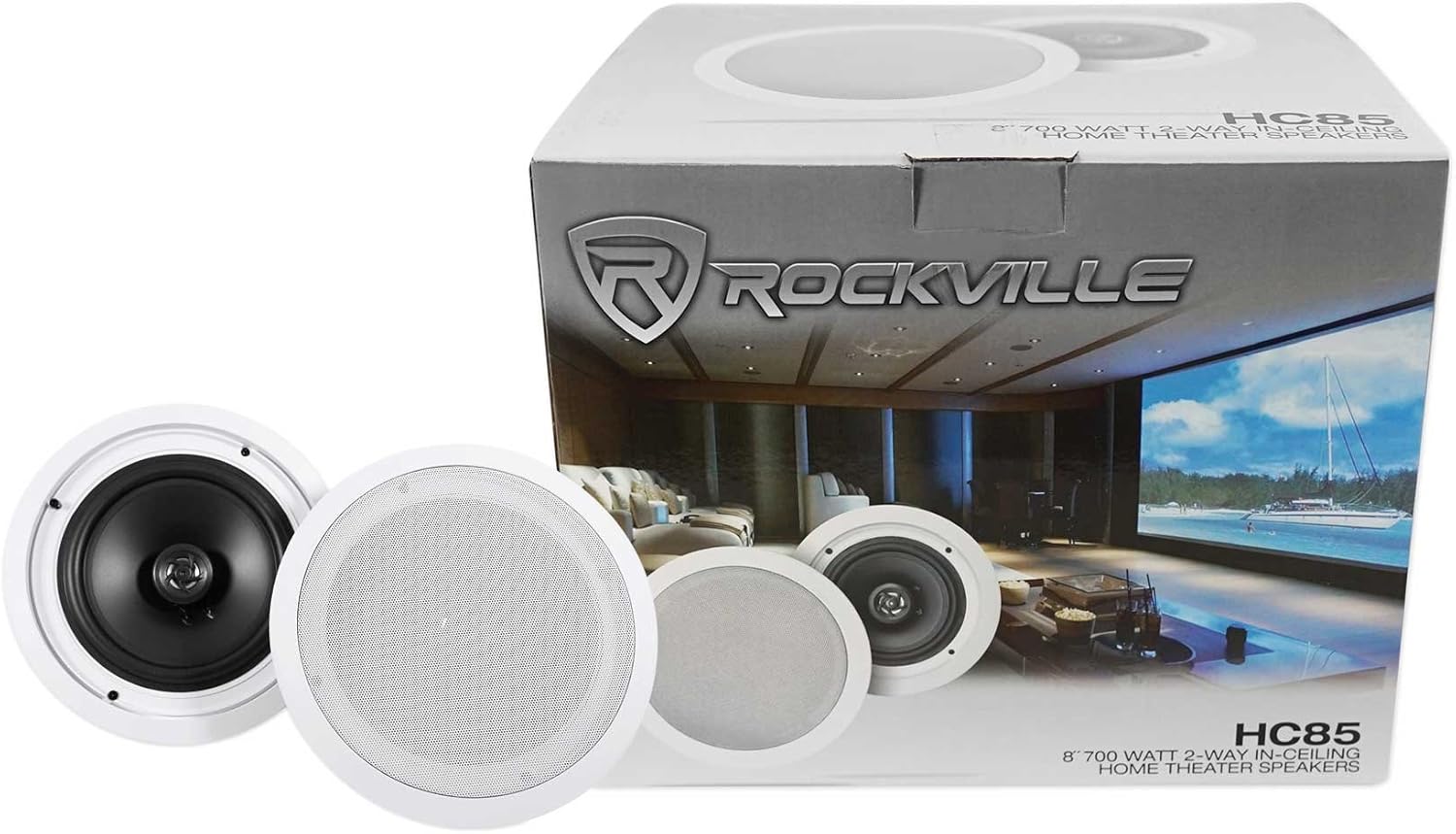 Rockville HC85 700-Watt Peak / 240-Watt RMS 8-in in-Ceiling Home Theater Speaker