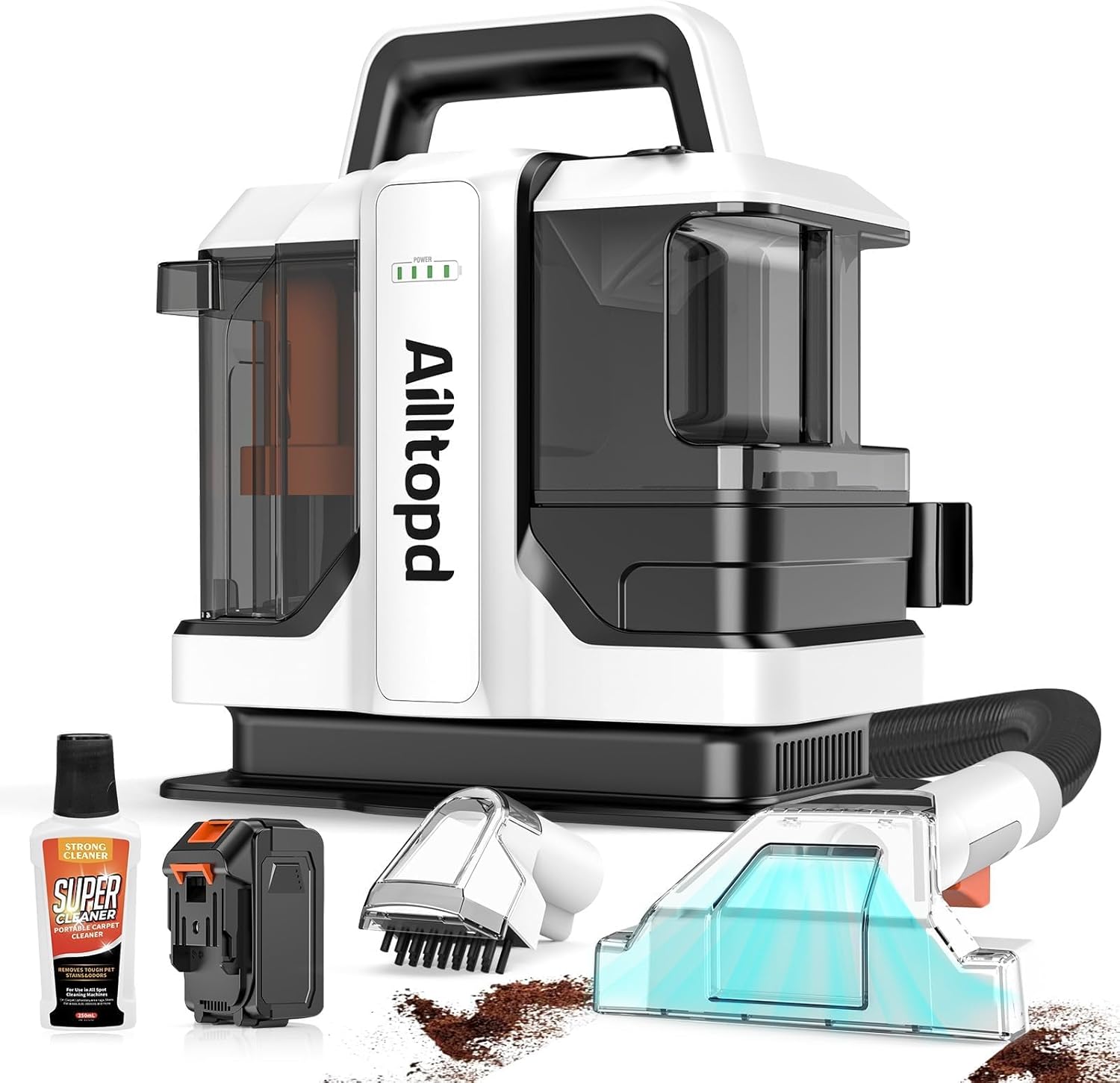 Ailltopd Cordless Carpet & Upholstery Cleaner Machine,Powerful Suction and Multi-Purpose Portable Spot Cleaner for Couch,Pets,Car Seats