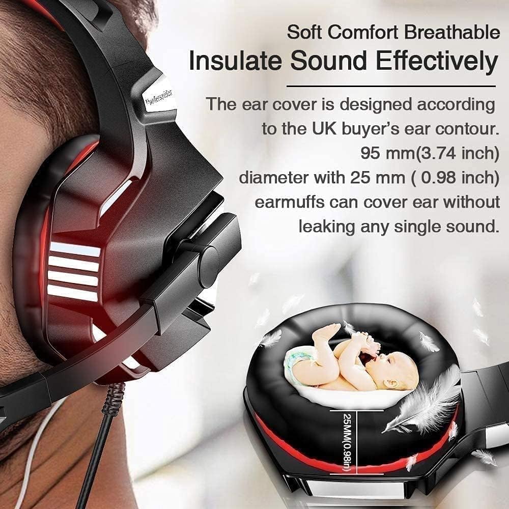 Gaming Headset Headphone，with Microphone, Laptop, Tablet, Computer, Mobile Phones,Omnidirectional Wheat Head,Skin-Friendly and Breathable Earmuffs