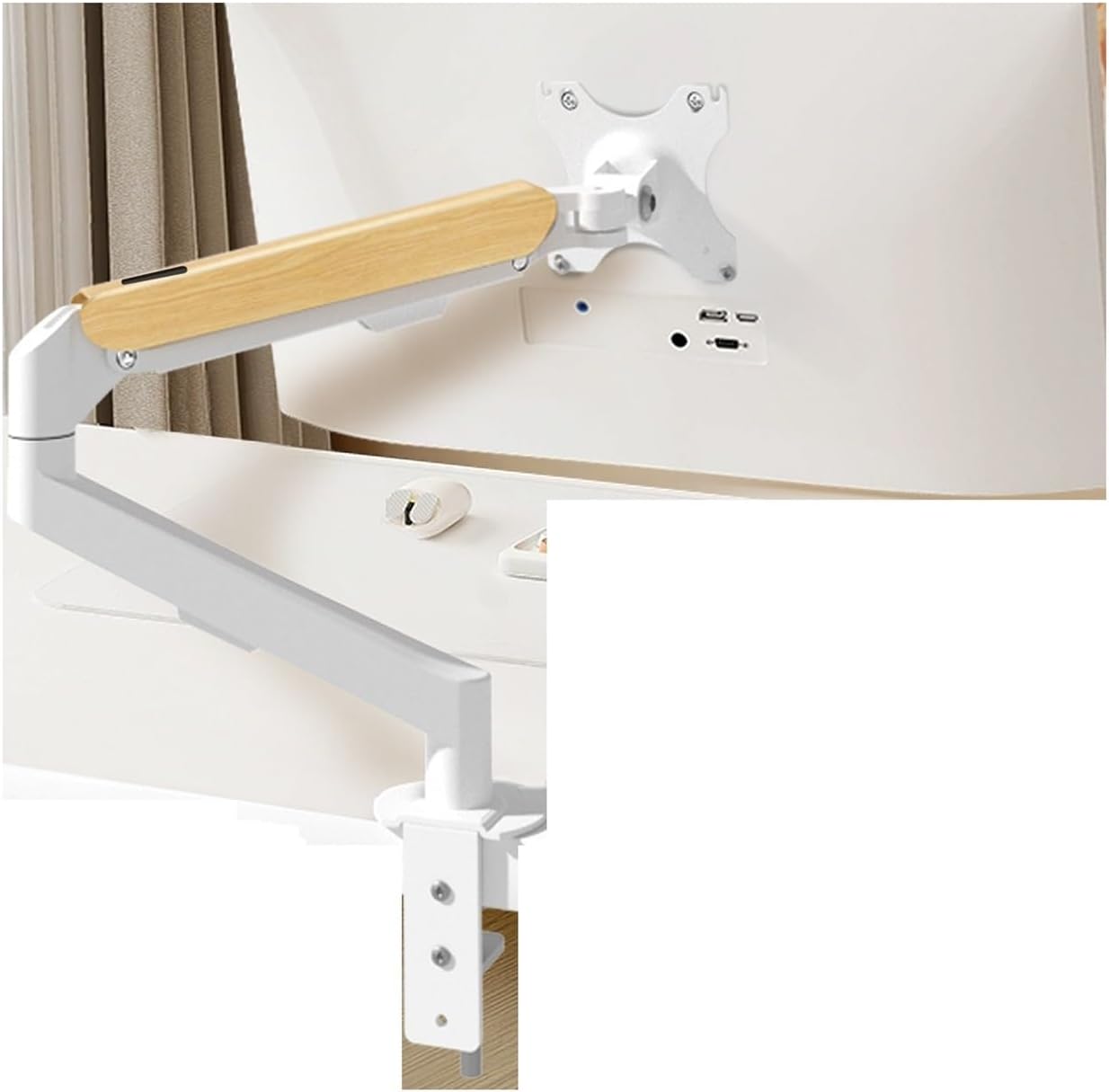 Desktop Monitor Stand 17-34 Inch Gas Spring Full Motion Stand Support LCD LED TV Stand PC Stand M5-M(M5W-M White)