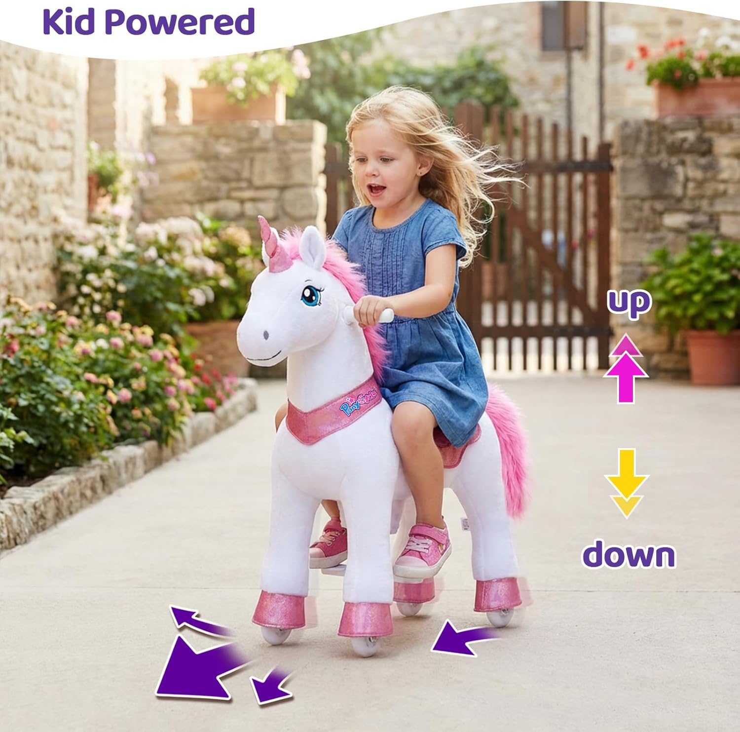 PonyCycle Unicorn Ride on Toys for Girls Horse Spirit Toys, Essential Model E Size 4 for Kids Age 4-8/35.4
