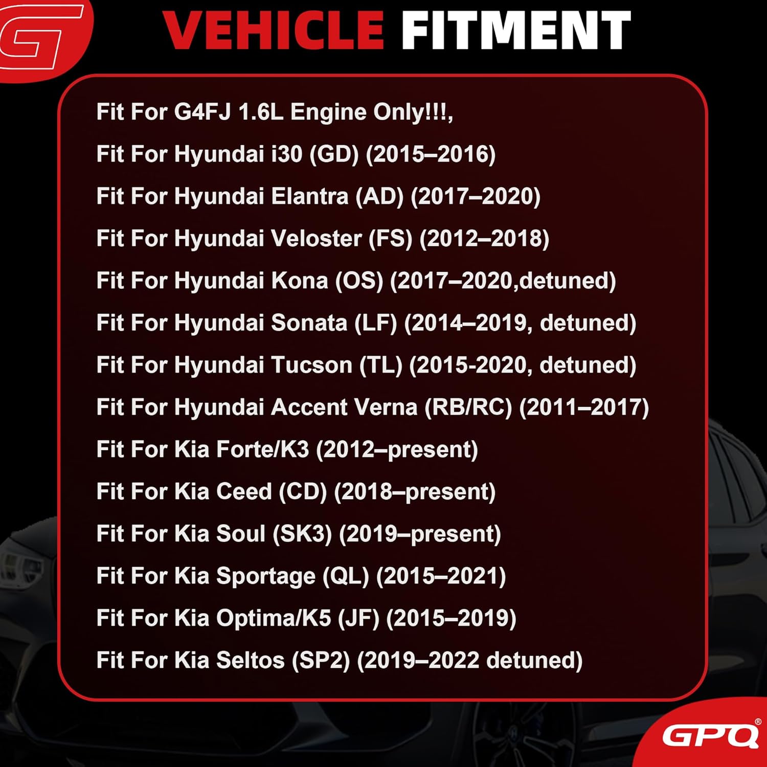 G4FJ 1.6L Engine Rebuild Overhaul Kit Crankshaft Connecting Rod & Piston Head Gasket Set Fit For Hyundai Sonata Veloster Tucson Mistra Fit For Kia Ceed Seltos Soul 2009-2019,23110-2B710 20910-2BB03