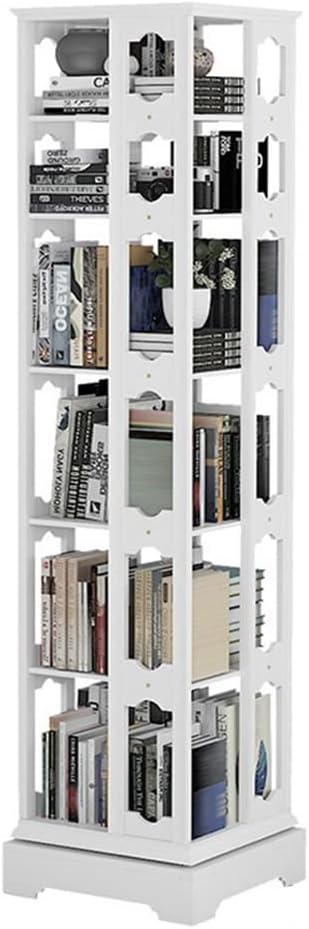360 Degree Rotation Solid Wood Bookshelf, Floor Standing Bookcase with Letter Baffle, Book/Picture Book/Toy/Snack CD Storage Rack (Color : C)