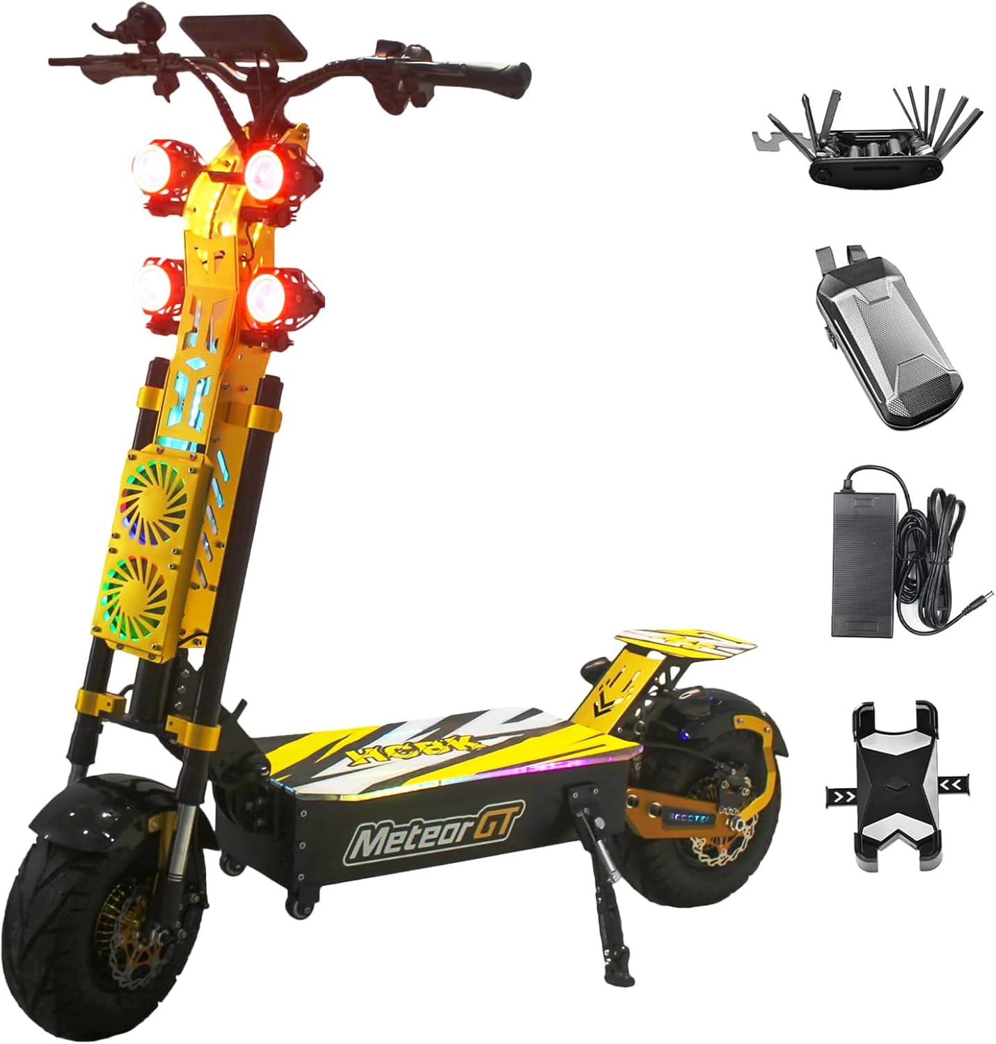 72V 40AH 10000W Foldable Dual Motor Electric Scooter for Adults with Seat 68MPH 95-Mile Range 13