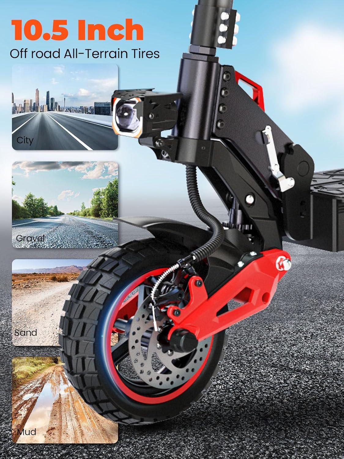 Offroad Electric Scooter Adults with Seat - 37-40 Miles Long Range Escooter,1200W Motor, 34MPH Fast Electric Scooters,48V 18/21AH Battery,11