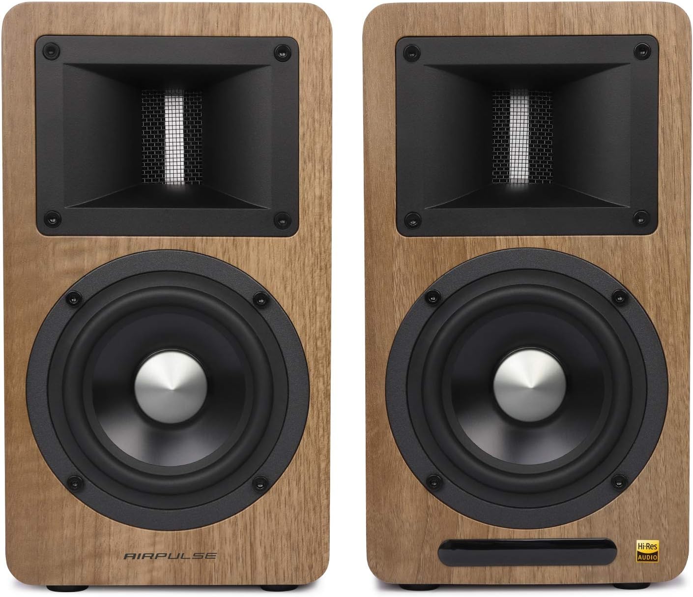 Airpulse A80 Hi-Res Audio Certified Active Speaker System, Built-in Amplifier, Optical, Sub Out, Bluetooth 5.0 aptX, AUX, PC, and USB Inputs - Pair