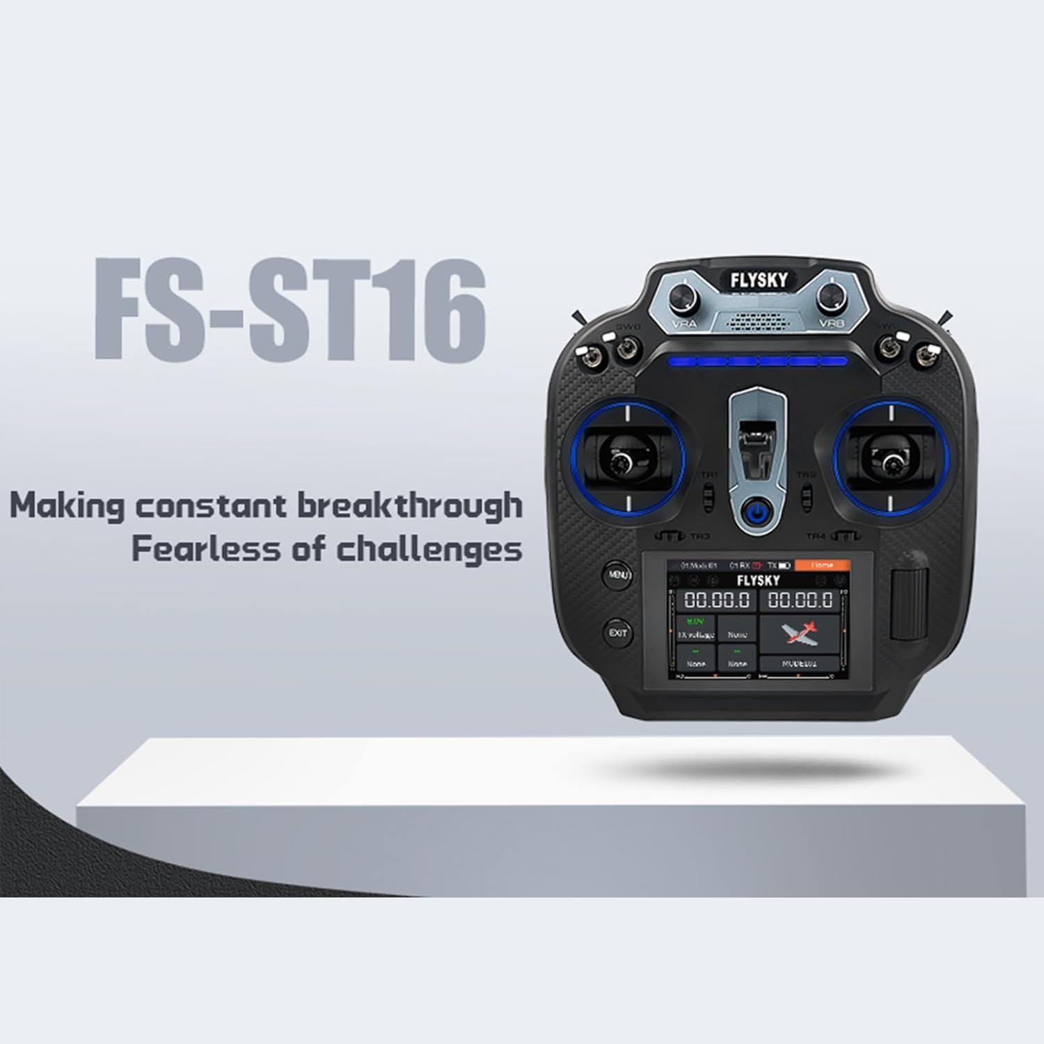 GoolRC Flysky FS-ST16 2.4GHz 16CH Radio Transmitter with FS-SR8 Receiver, 3.5 Inch IPS Screen Dual Antenna Remote Controller with Receiver for RC Car Boat Airplane (Left Hand Throttle)