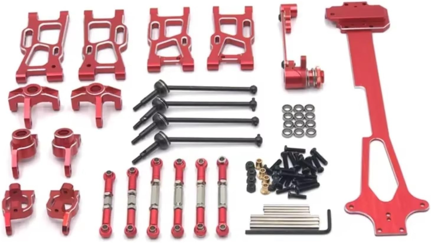 RC Models Parts For WLtoys 124017 124016 124018 124019 1/12 RC Car Parts Metal Upgrade For Swing Arm Steering Cup Group Modified Kit(Red)