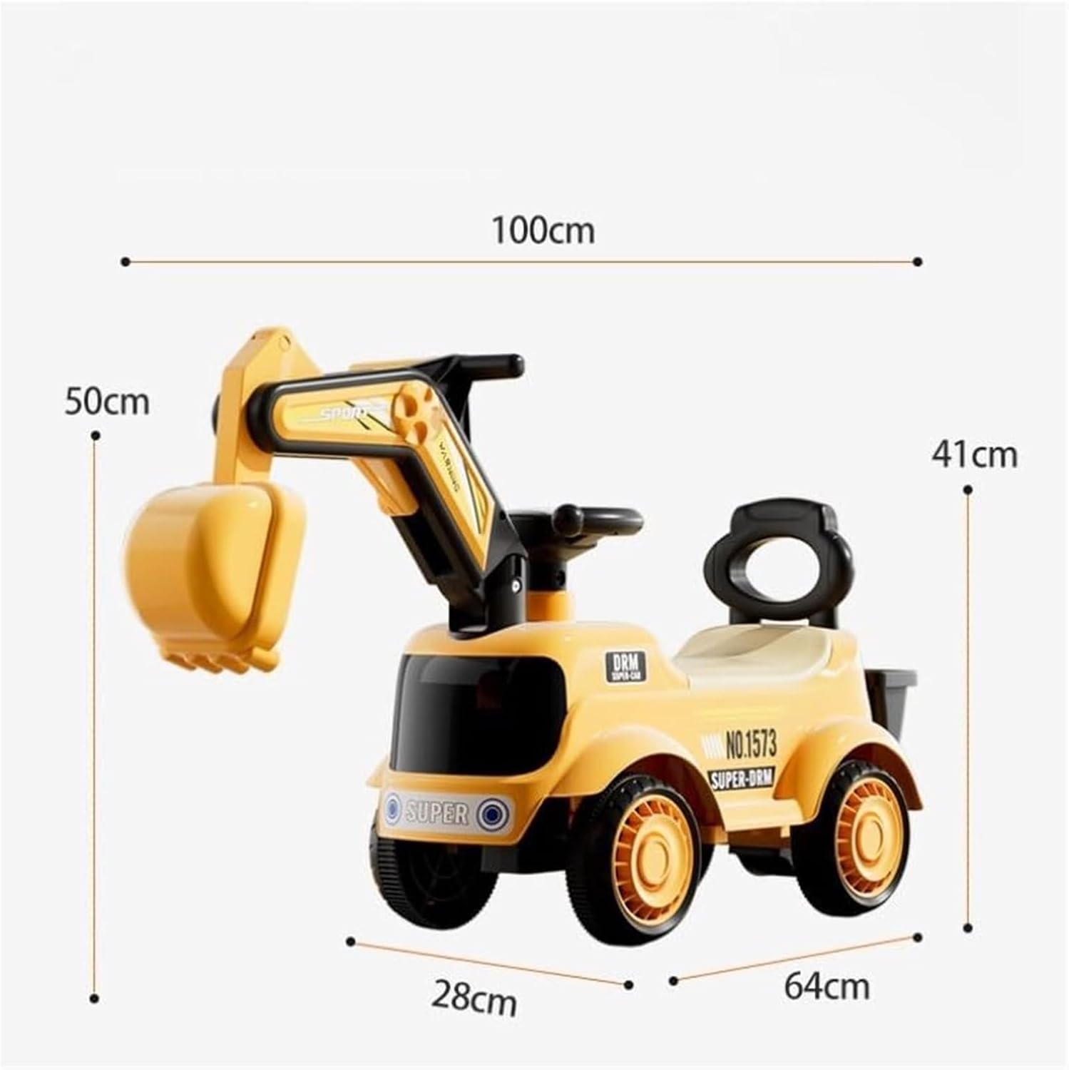 Bicycles Kids Construction Digger Ride On Push Car Under-seat Storage Anti-Rollover Device Toys for Boys Girls(Yellow)