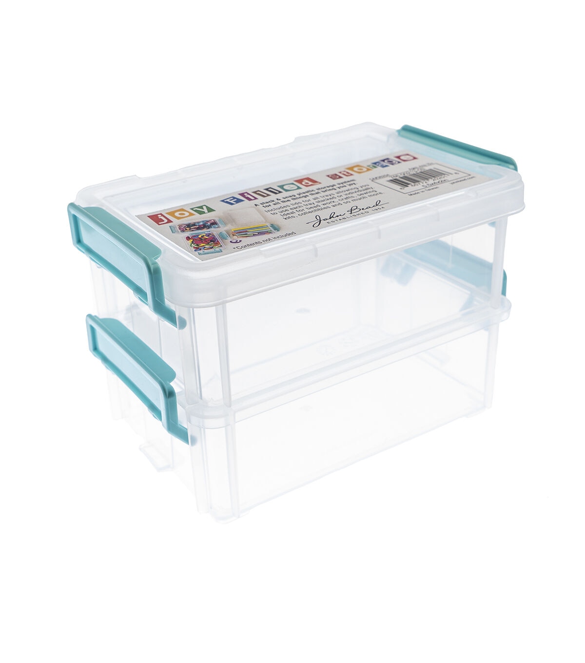 John Bead 5.5 x 4 Clear Joy Filled Stackable Storage Containers 2pk
