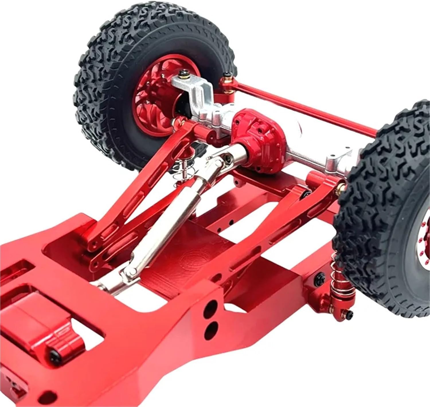 For MN82 1/12 Metal Front And Rear Axle Chassis Link Rod Shock Absorber Tire Set RC Car Upgrade Parts Accessories Models(Red)