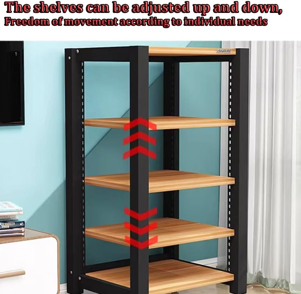 TAJMDGW Movable HiFi Audio Rack Adjustable AV Media Components Cabine Stand with Wheels