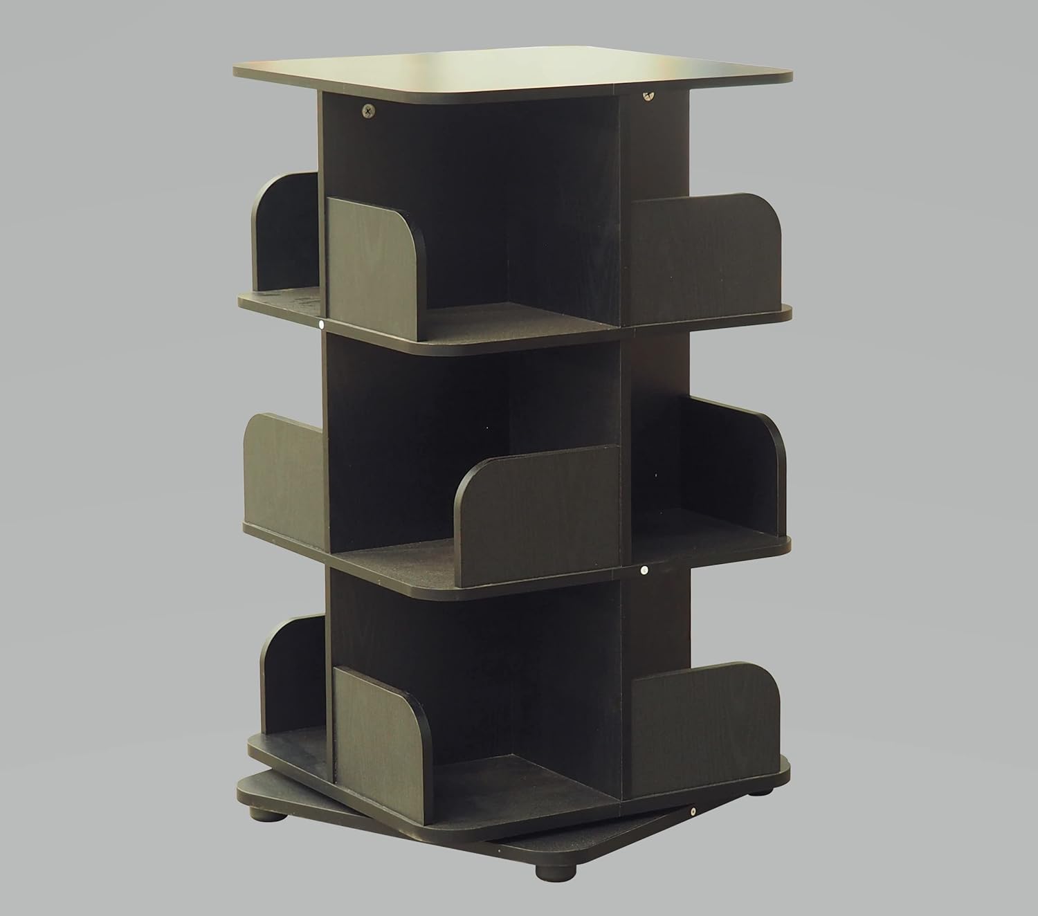 KB Designs - 3-Tier 360° Rotating Revolving Tower Bookcase Display Unit, Black