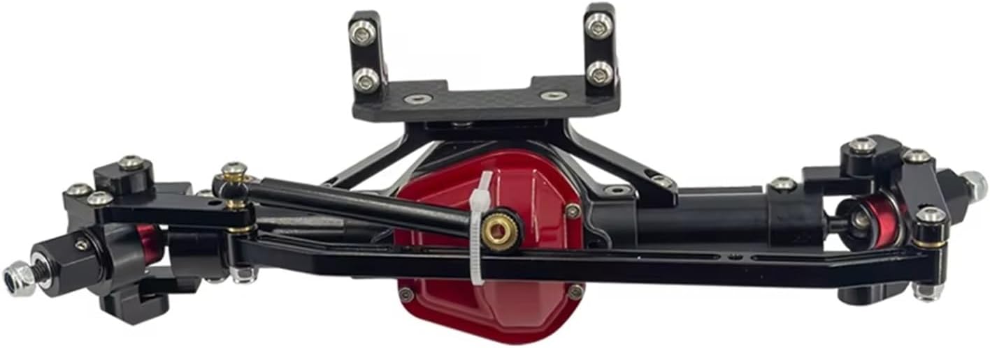 RC Car Parts Compatible with Axial Scx10 4WD D90 1/10 Rc Car Accessories Upgrades Parts Metallic Front Middle Rear Straight Axle with Servo Base(Black,1set)