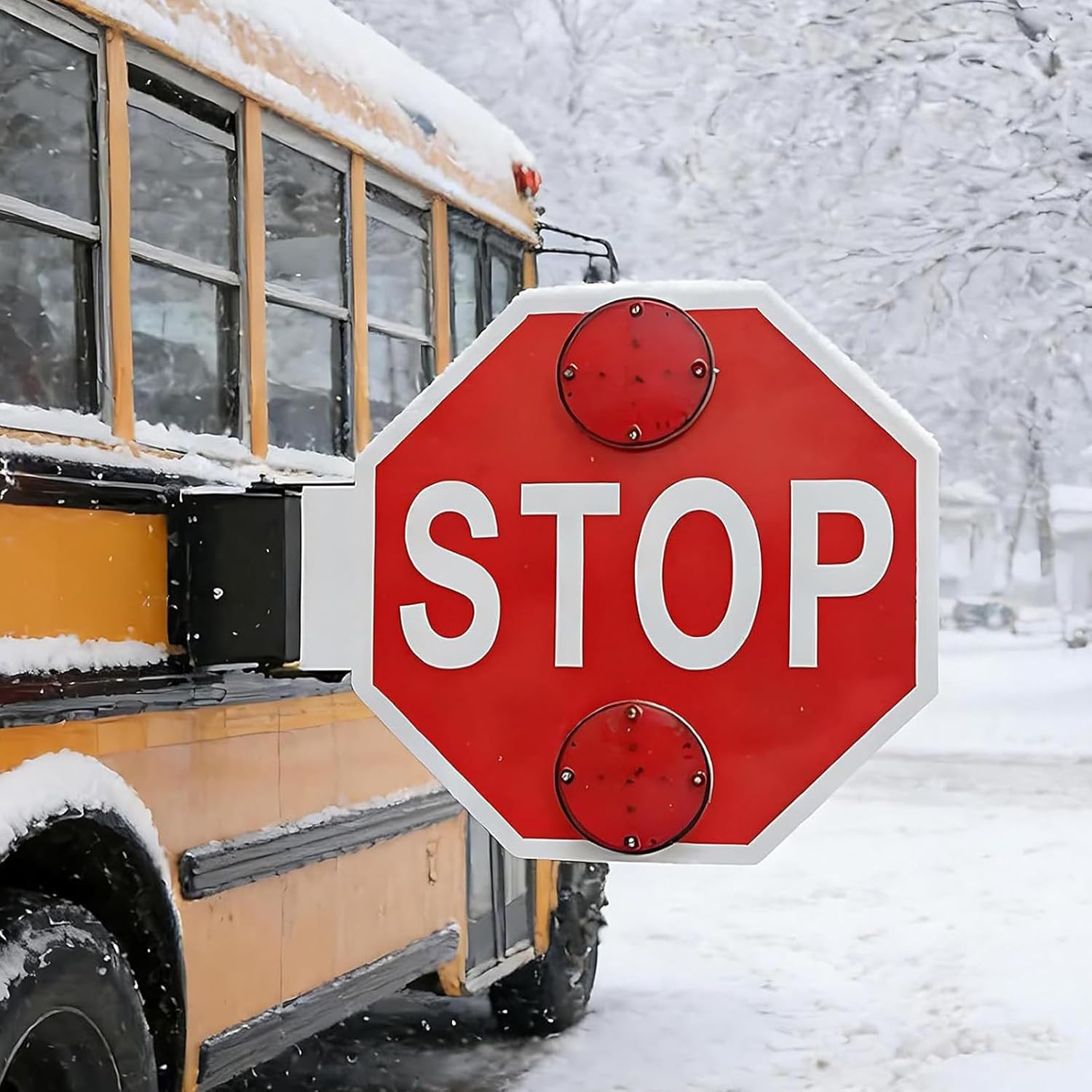 LED Stop Sign for School Buses - Reflective Aluminum, High Visibility, Electronic Control, 24V - Safety Sign for Bus Lanes, Compliant with Traffic Regulations