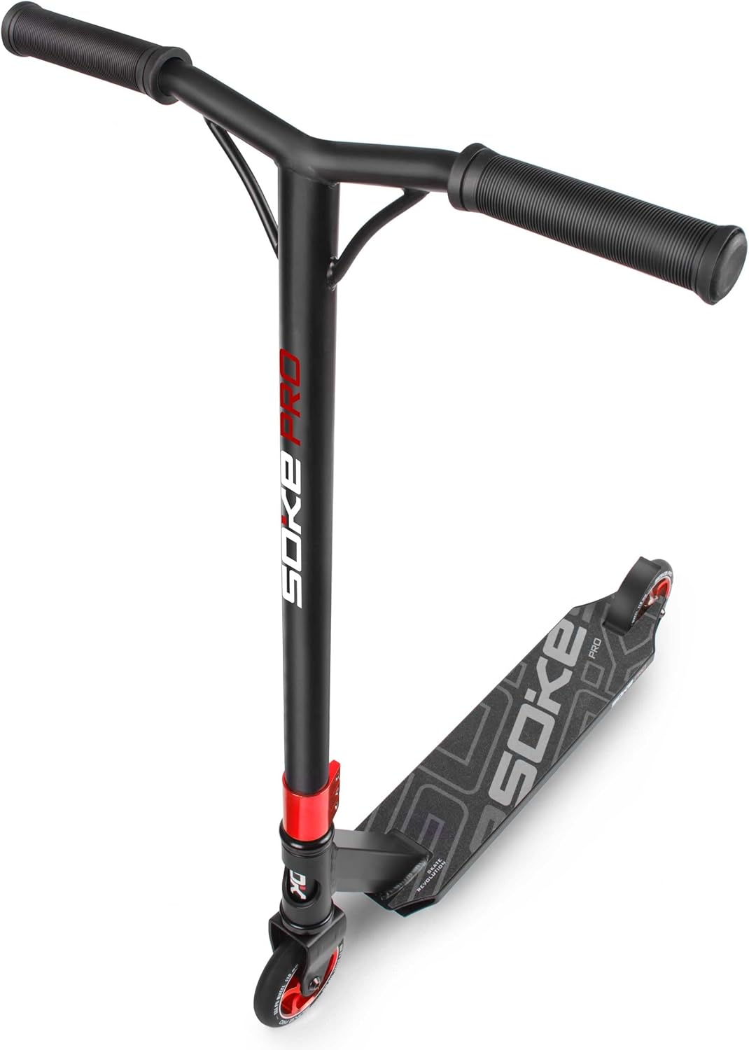 SOKE Stunt Scooter PRO Kick Scooter with ABEC 9 Ball Bearings, Scooter Trick Scooter for Adults and Children, Two Wheels, Freestyle City Scooter, 2 Wheels, Load Capacity 100 kg (Black/Red)