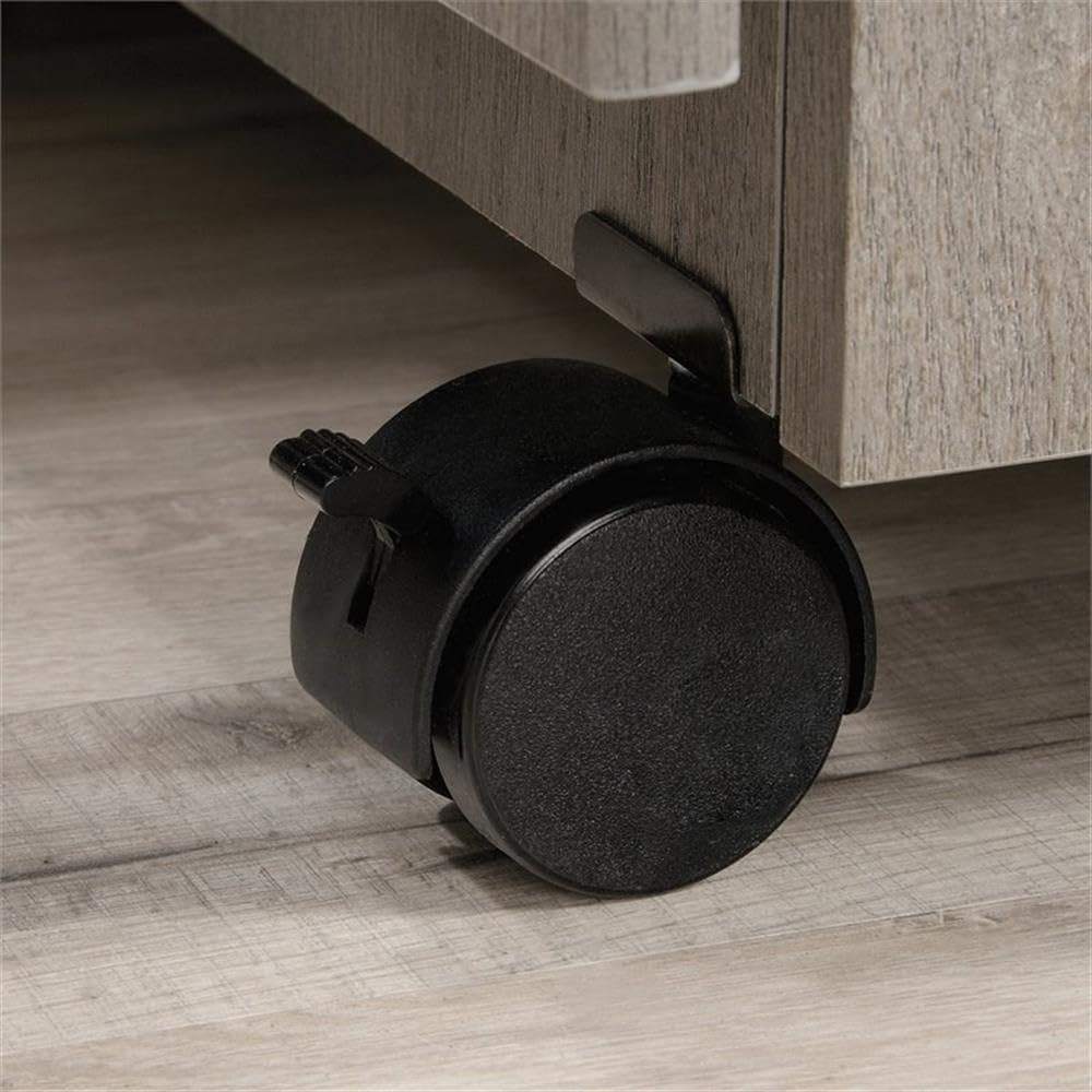 Home Square 2 Piece Mid Century Bookcase and Craft Table Set in Mystic Oak