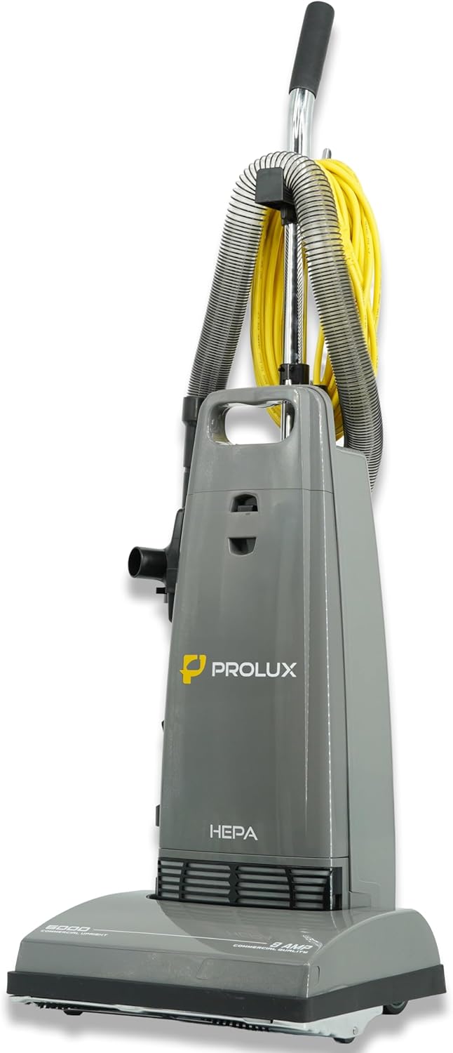 Prolux 6000 Commercial Upright Vacuum with On Board Tools, Bagged Vacuum Cleaner, Commercial Vacuum, Carpet, Floor, HEPA Filter, Steel Brushroll, 107 CFM Suction Power