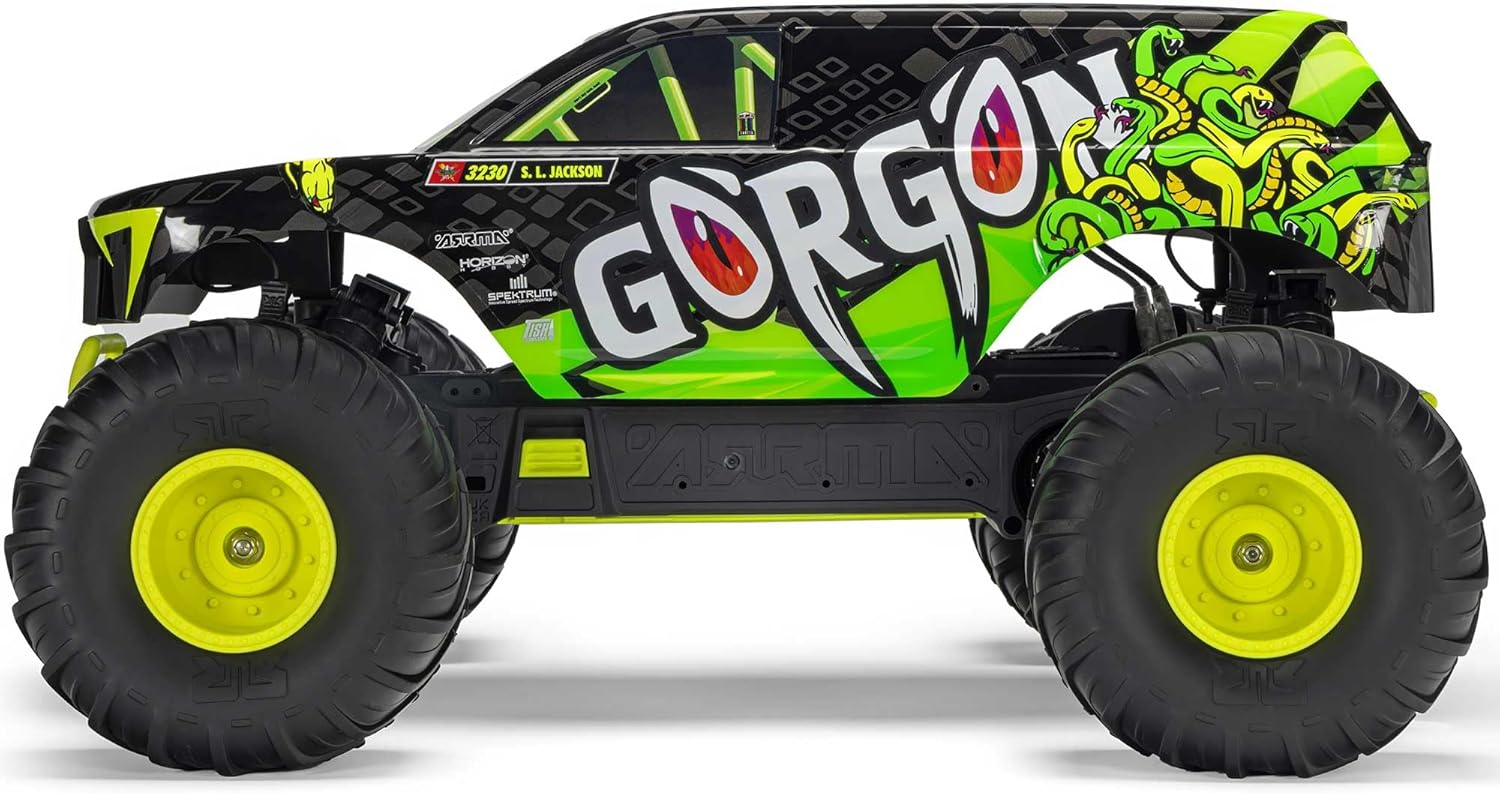 ARRMA RC Truck Gorgon 2 Wheel Drive MT1/10 RTR (Ready-to-Run with Battery and Charger Included) Smart 3300 7C S120 USB Yellow ARA3230ST1