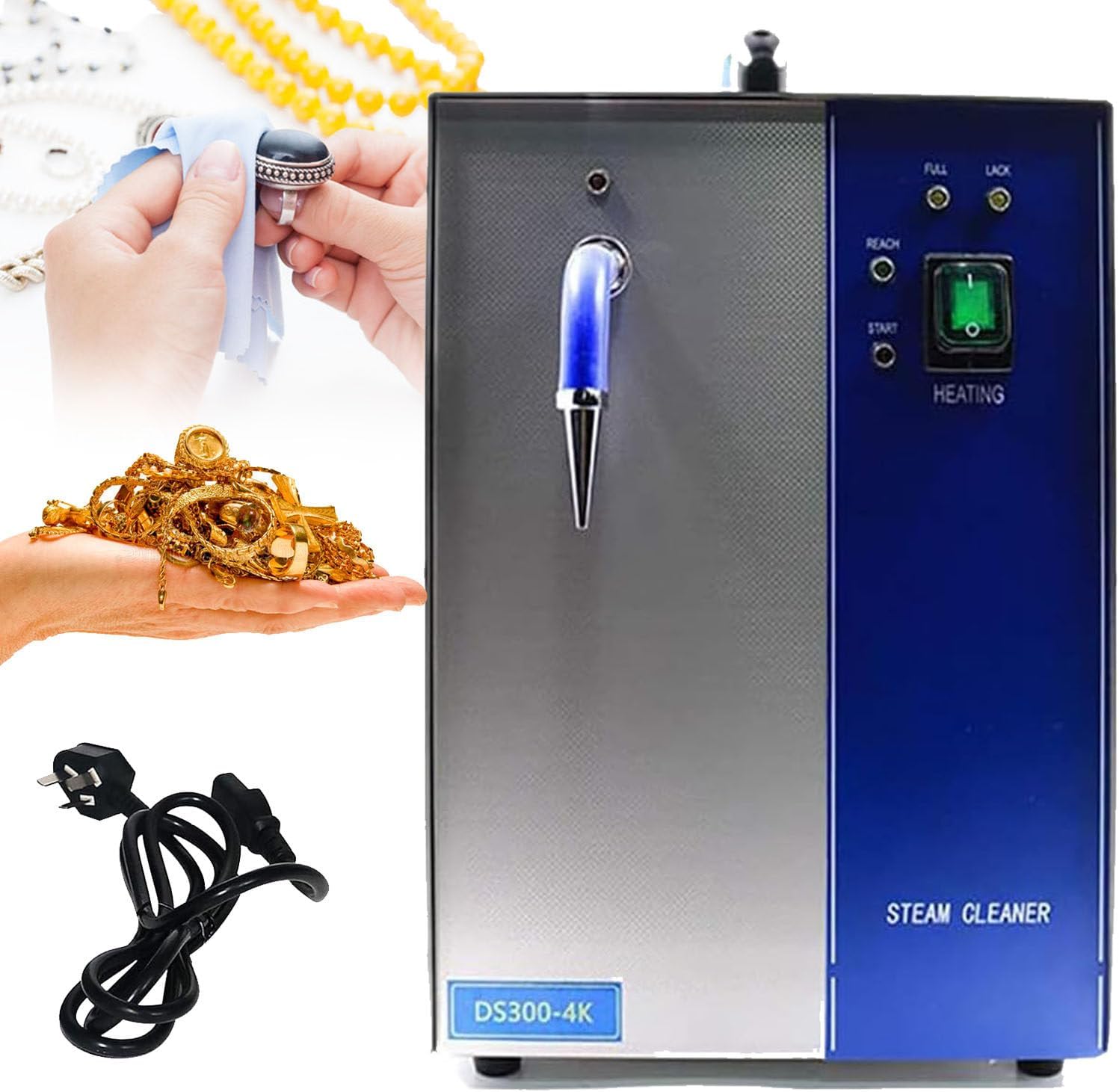 GBHJJ Jewelry Steam Cleaner 2L/4L, Gem Washer Gold and Silver Jewelry Steam Cleaning Machine Goldsmith Equipment, Jewelry Silver Gold Cleaning Suitable for Jewelry Stores Studios,4L-220V