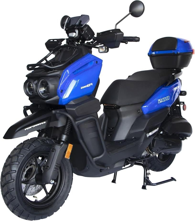HHH Tank 200 EFI Scooter Upgraded TANK 200cc Motorcycle Fully Automatic Adult Street Bike with Matching rear trunk ( Blue )