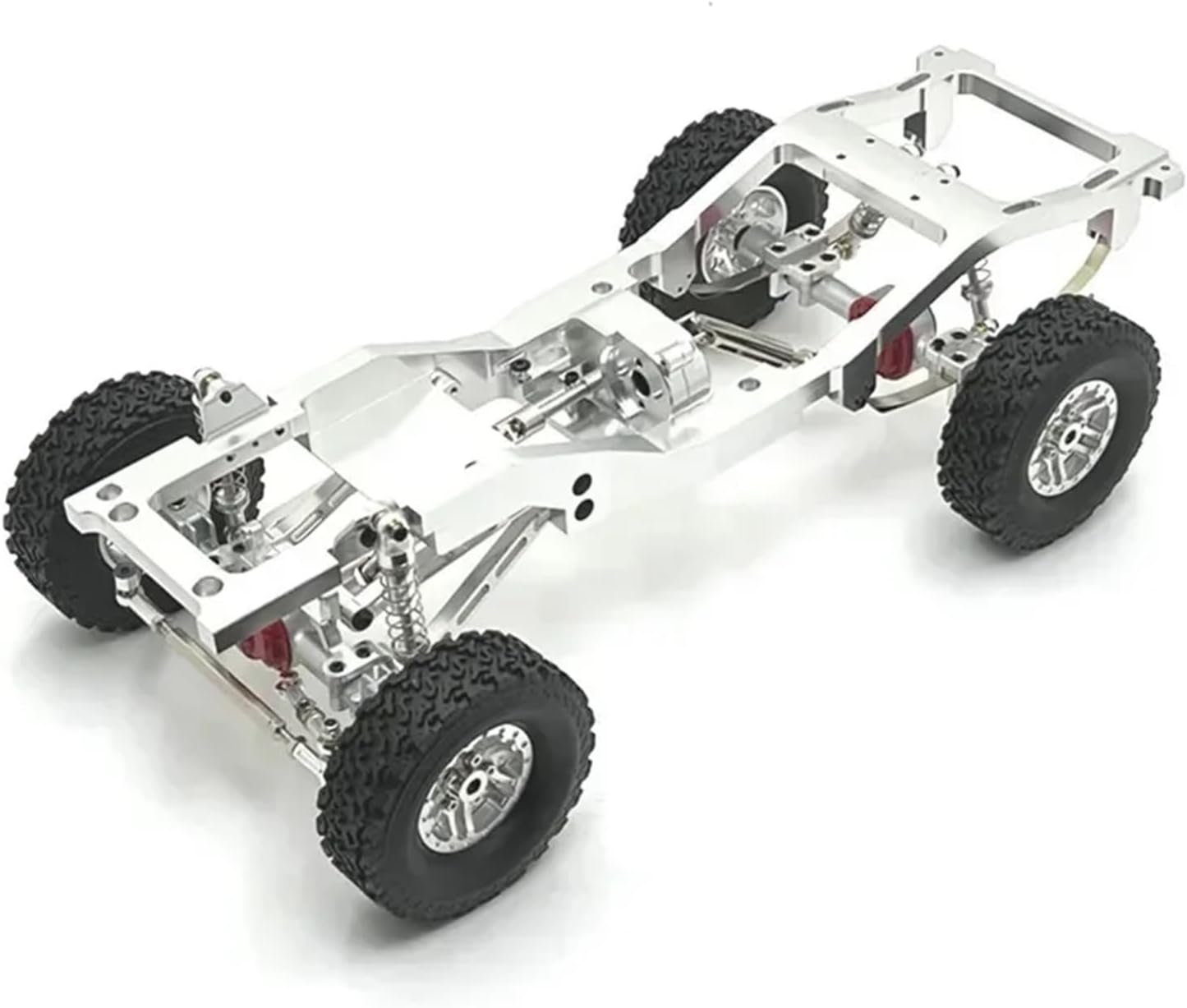 RC Crawlers Spare Parts For Mn82 LC79 Metal Frame Chassis Kit With Axle Gearbox Tires Links Pull Rod Shock Absorber Mount For Spring Fastenings RC Car(Silver)