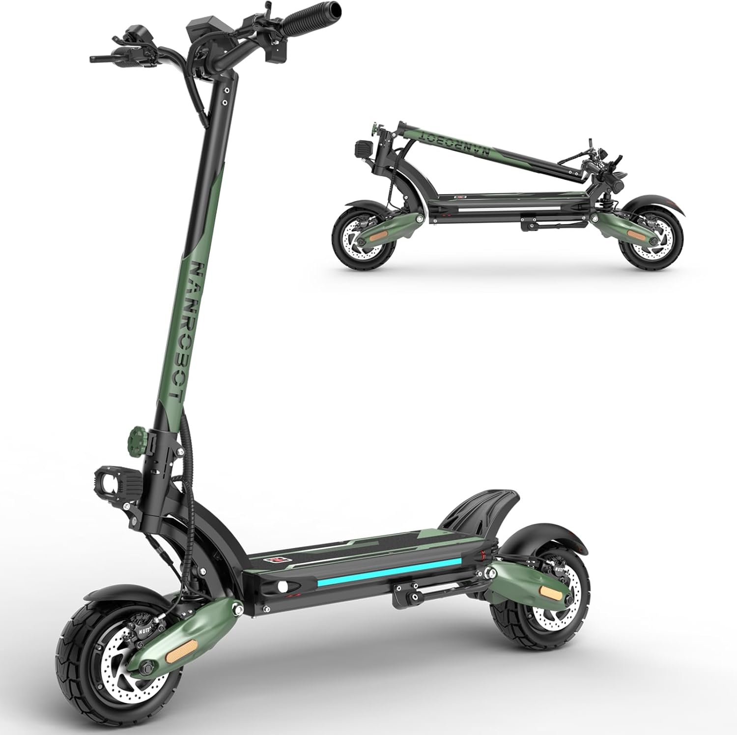 NANROBOT D6+ Lightning H1 Electric Scooter Adults 3000W Dual Motors 45 MPH Top Speed 75/40/18 Miles Long Range Fast Electric Scooter 10