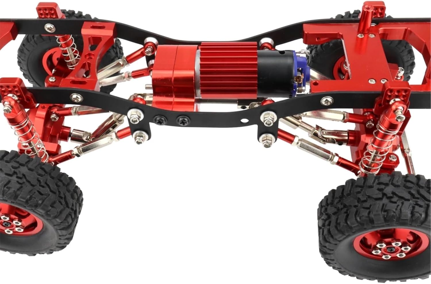 RC Car Accessories for WPL C14 C24 1/16 RC Car Metal Assembled Frame for Chassis Axle Gearbox Pull Rod Set Parts Accessories Whole Upgrade RC Car Replacement DIY Parts(Red)