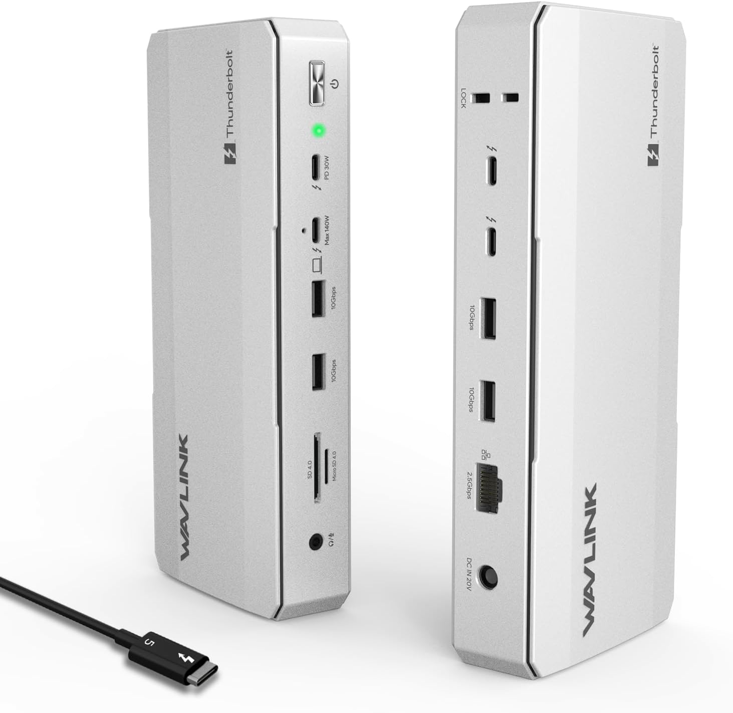 WAVLINK Intel Certified Thunderbolt 5 Docking Station: TB5 Dock with 120Gbps Max Transfer, Thunderbolt 5 hub with 140W Max Charging, 4X USB-A 3.2 Gen 2, Cooling System, 8K Display for TBT 5/4 Laptops