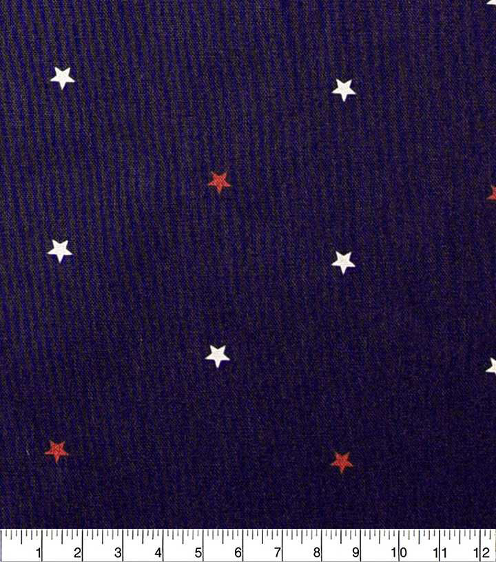 Patriotic Stars On Navy Fabric