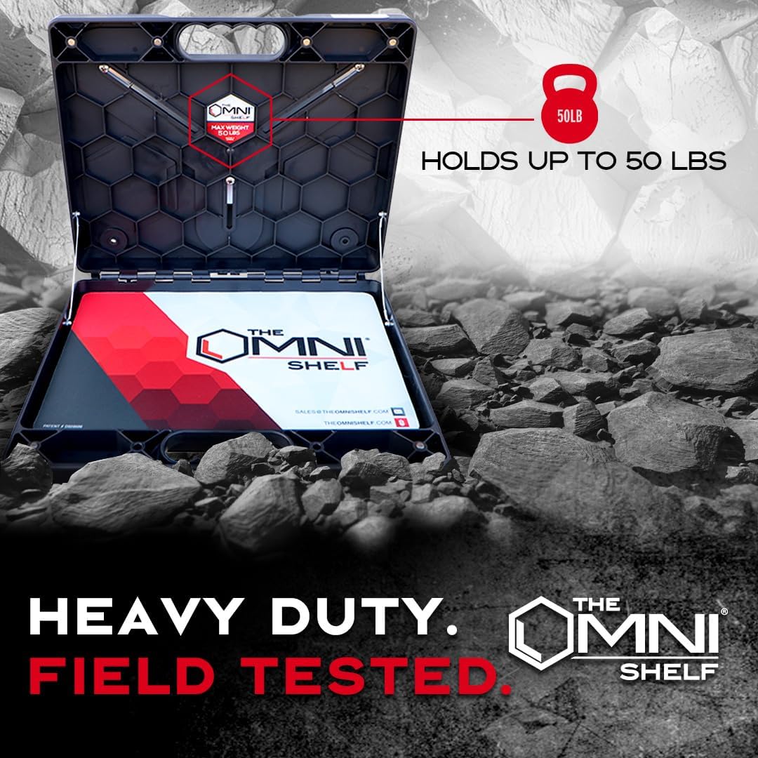 The OmniShelf Magnetic Portable Workstation + Toolbox, Computer & Laptop Stand, Multimeter Case, Utility Shelf w/ 50 lb Capacity, Hands Free Workstation Attaches to HVAC, Trucks & More (5 Count)