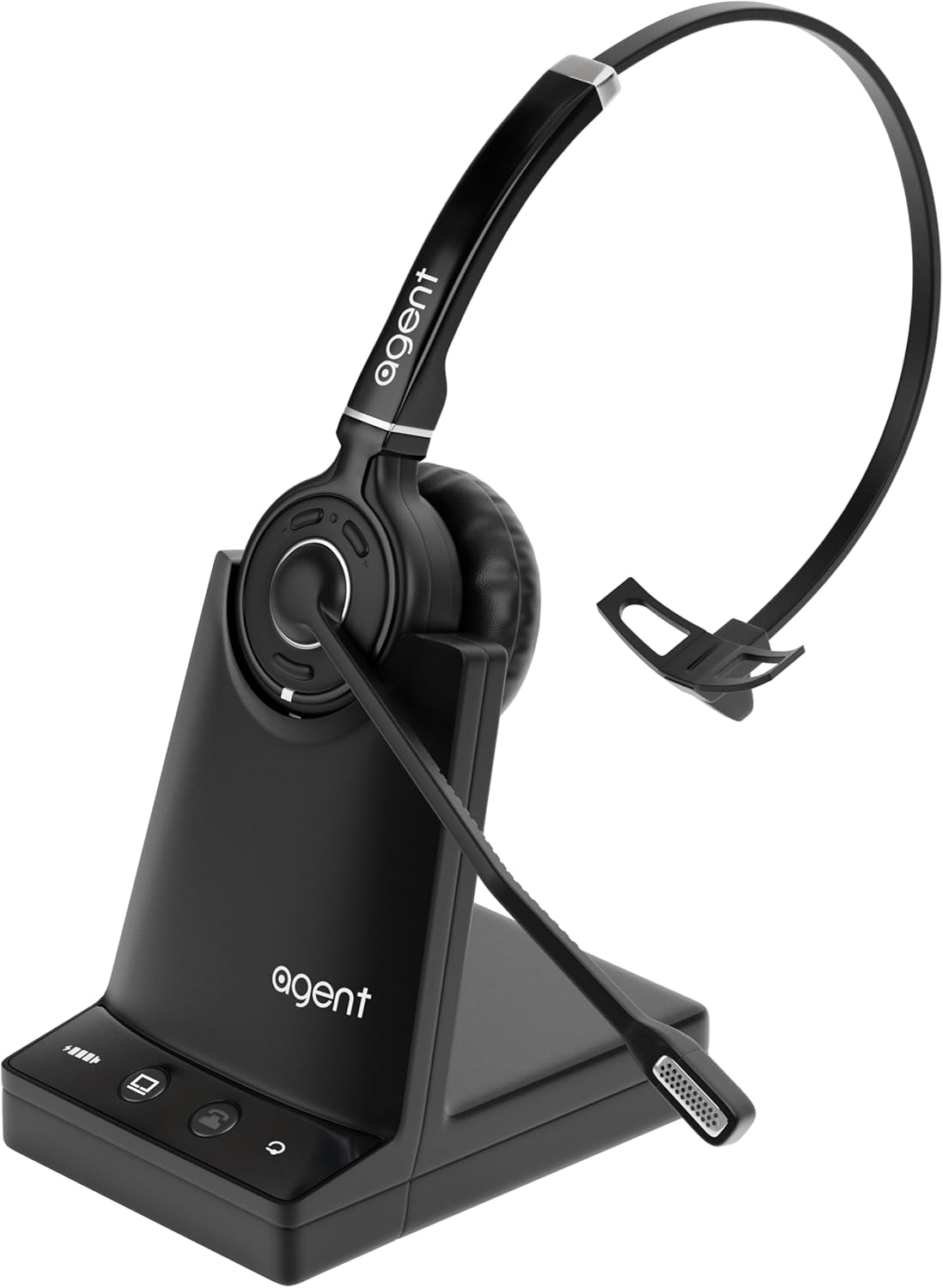 TruVoice Agent AW50 2-in-1 DECT Wireless Headset with Noise Canceling Microphone for Desk Phone and PC | 500 FT Maximum Range (15 x Bluetooth Distance) - Remote Answer Capability with Additional EHS