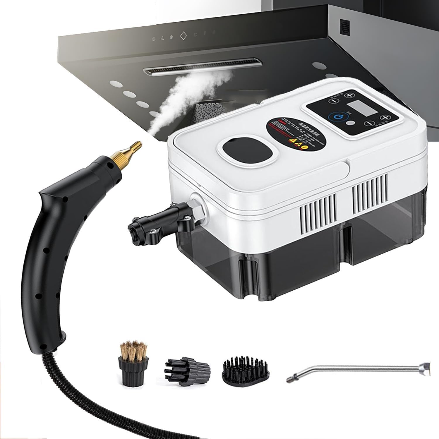 GLBMXDD Steam Cleaner, 1600W High Pressure Handheld Steamer, 6-Gears Adjustable, Portable Steam Cleaning Machine with 3 Brushes,for Kitchen, Bathroom, Car, Grout and Tile,White