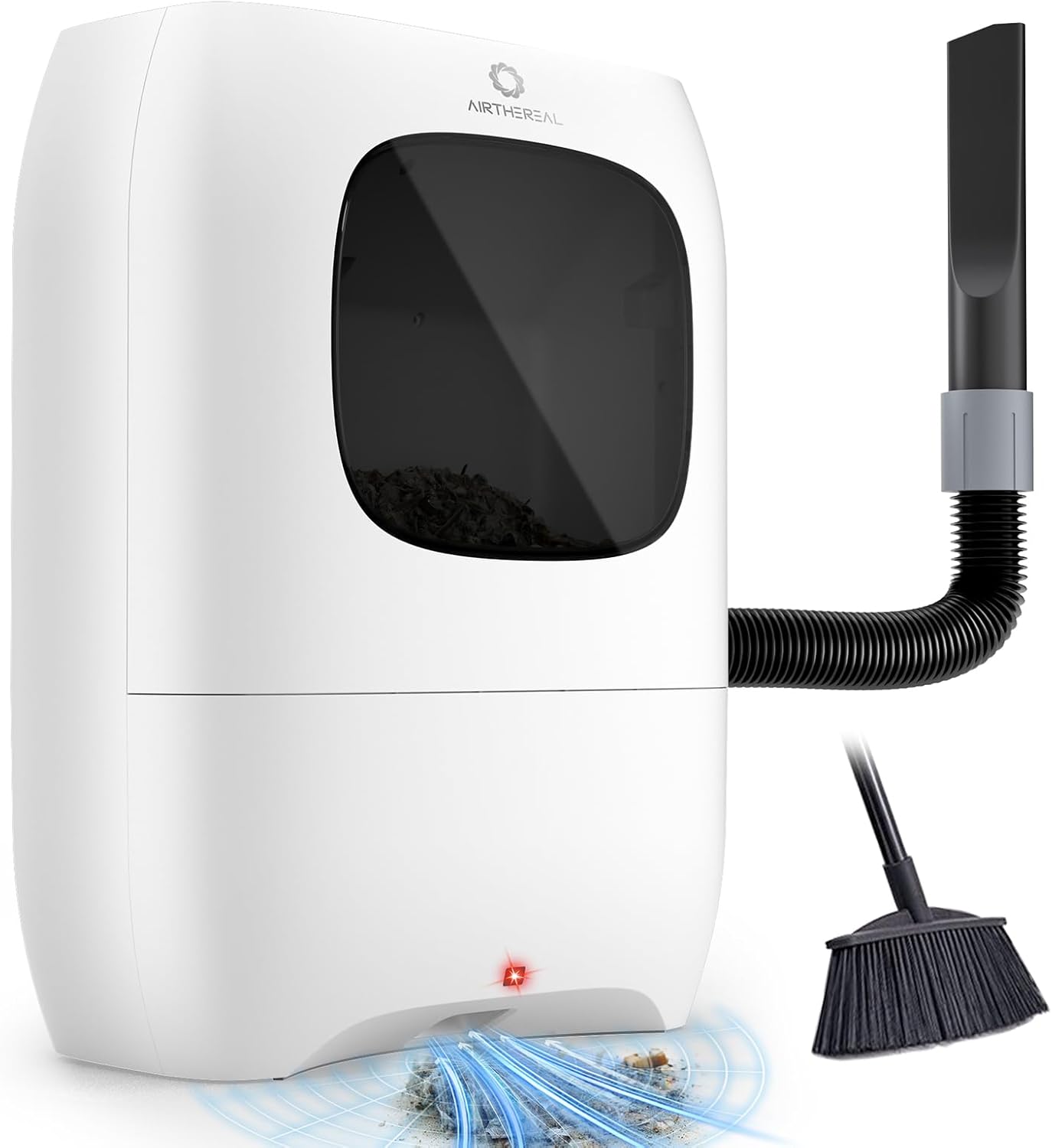 AIRTHEREAL T1 Touchless Vacuum Automatic Dustpan with 2 Operation Modes - Ultra Fast & Powerful Corded Canister Vacuum for Sweeping Salon, Pet Hair, Food, Kitchen, 20Kpa 1500 Watt Max Suction (White)