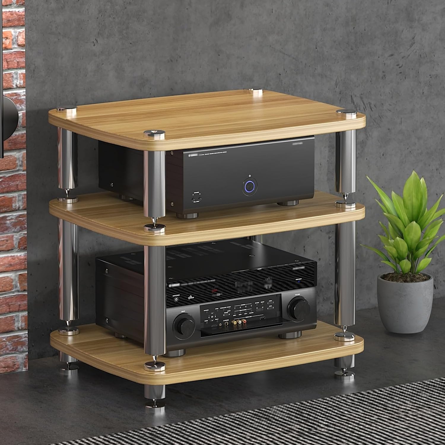 3-Tier Media Stand for Record Player - Modern AV Storage Cabinet