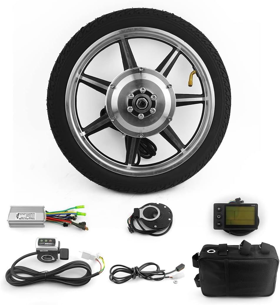 14 Inch 350W Brushless Gear Motor Wheel With LCD Display Pedal Assist Sensor For Small Scooter Front Drive Bike Bicycle With tire(24V350W)